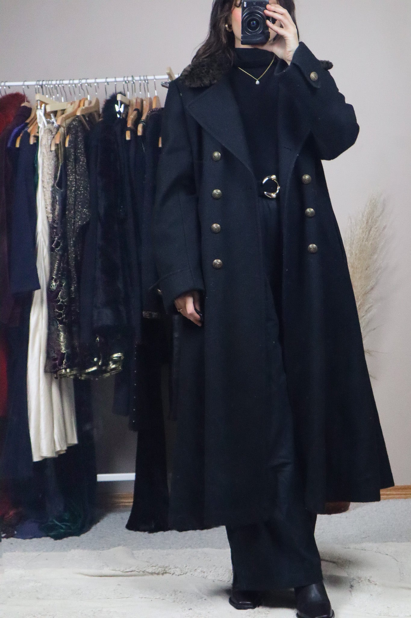 Vintage x Wool Animal Print Collard Coat (M)