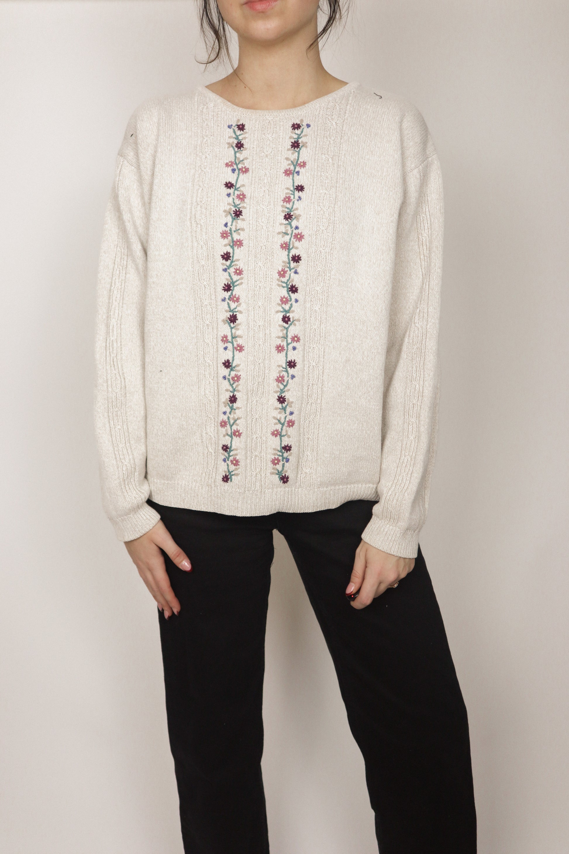 Vintage x Embroidered Knit (S/M)