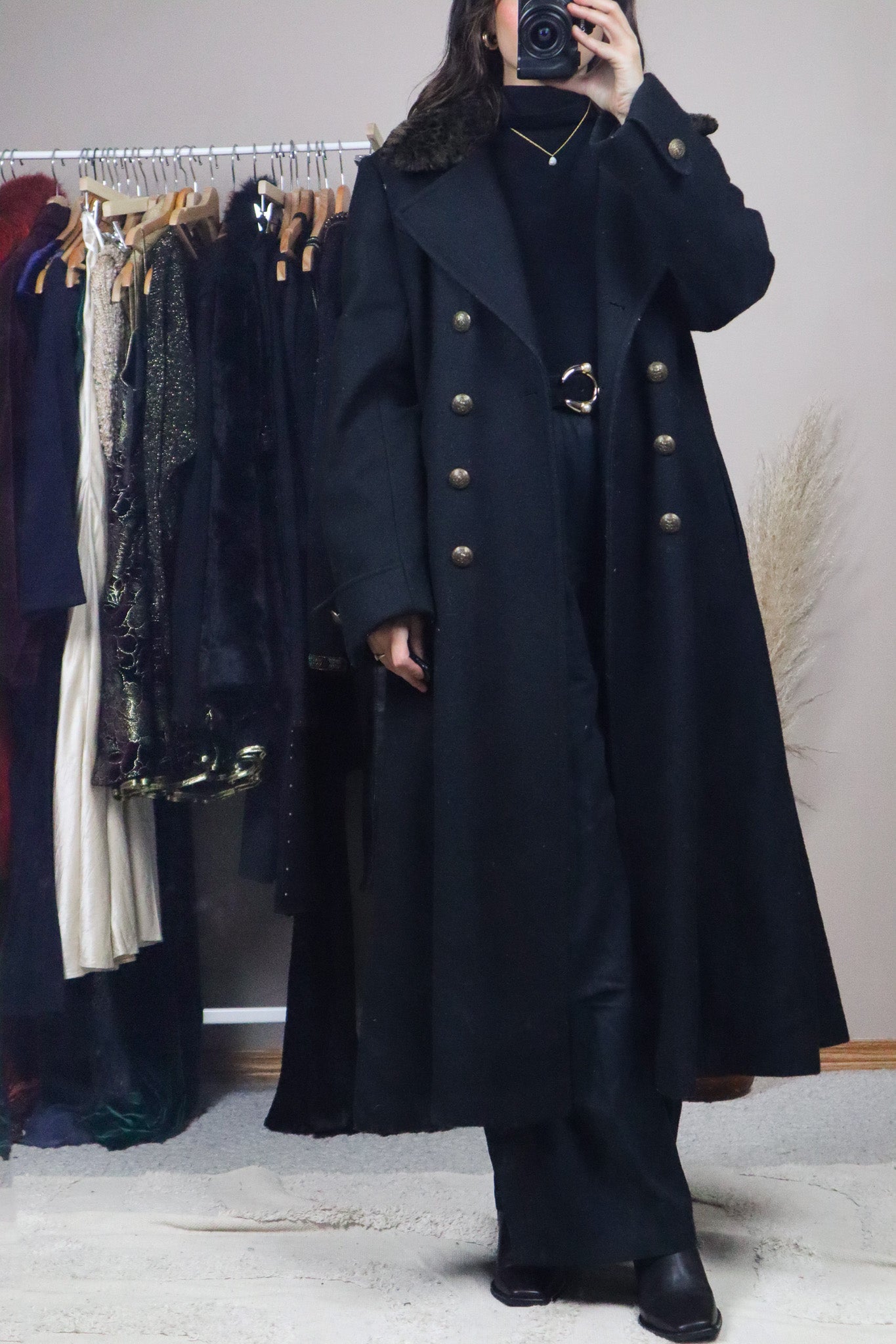 Vintage x Wool Animal Print Collard Coat (M)