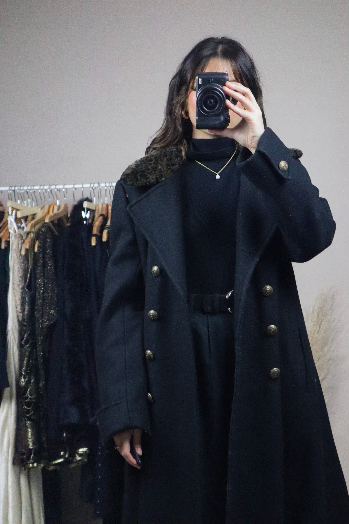 Vintage x Wool Animal Print Collard Coat (M)