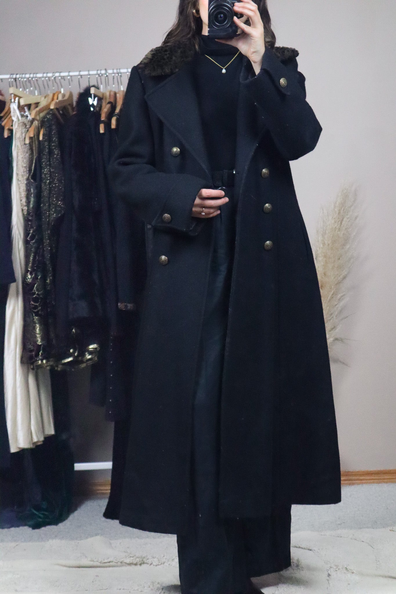 Vintage x Wool Animal Print Collard Coat (M)