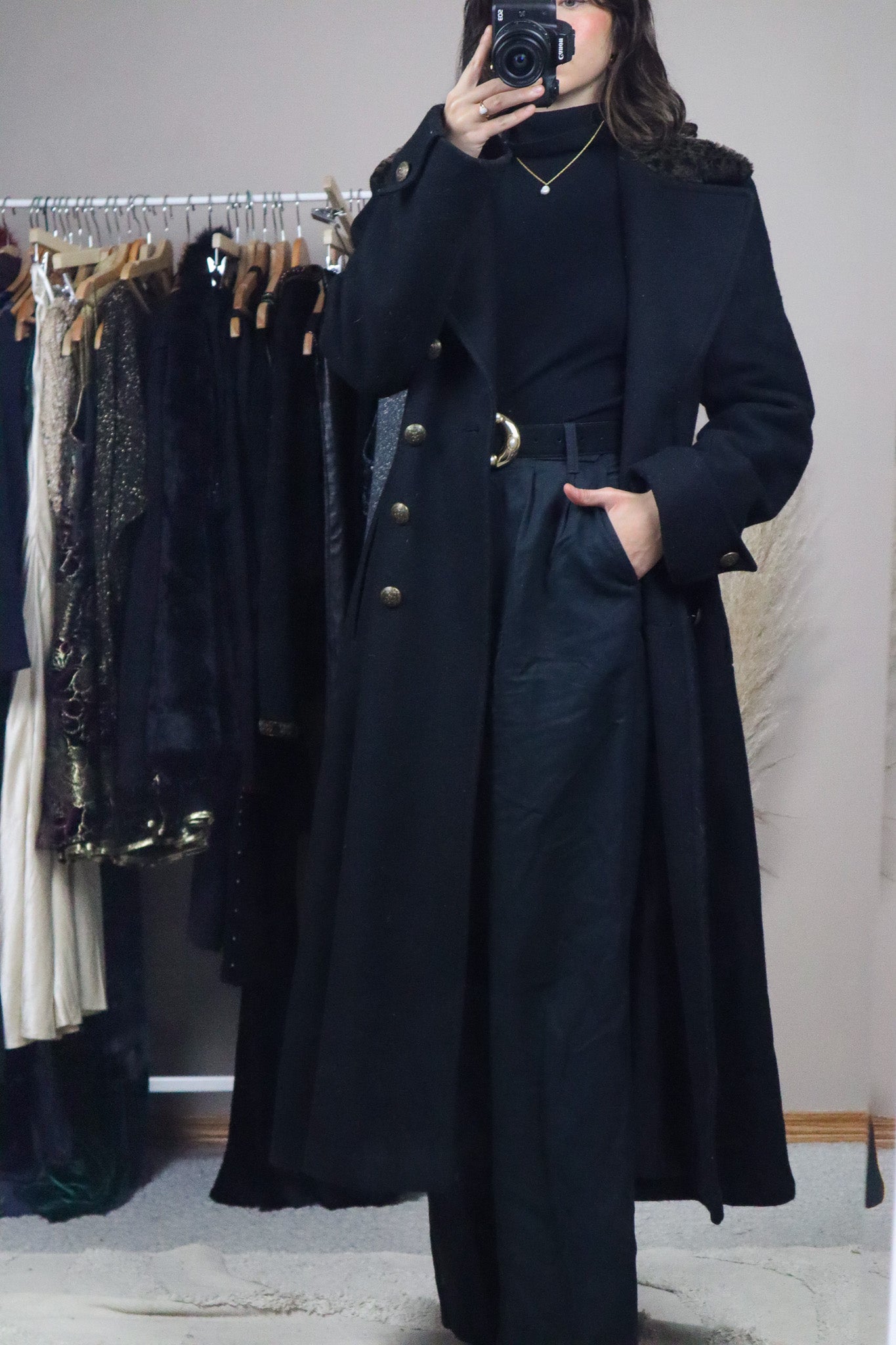 Vintage x Wool Animal Print Collard Coat (M)