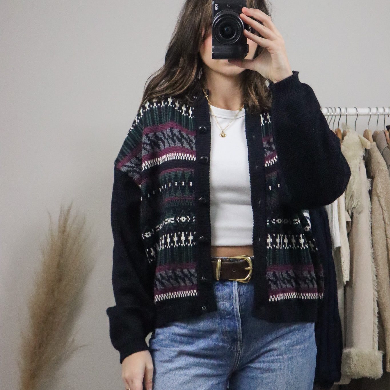 Made in Korea x Vintage x Patterned Wool Blend Cardigan (M/L)