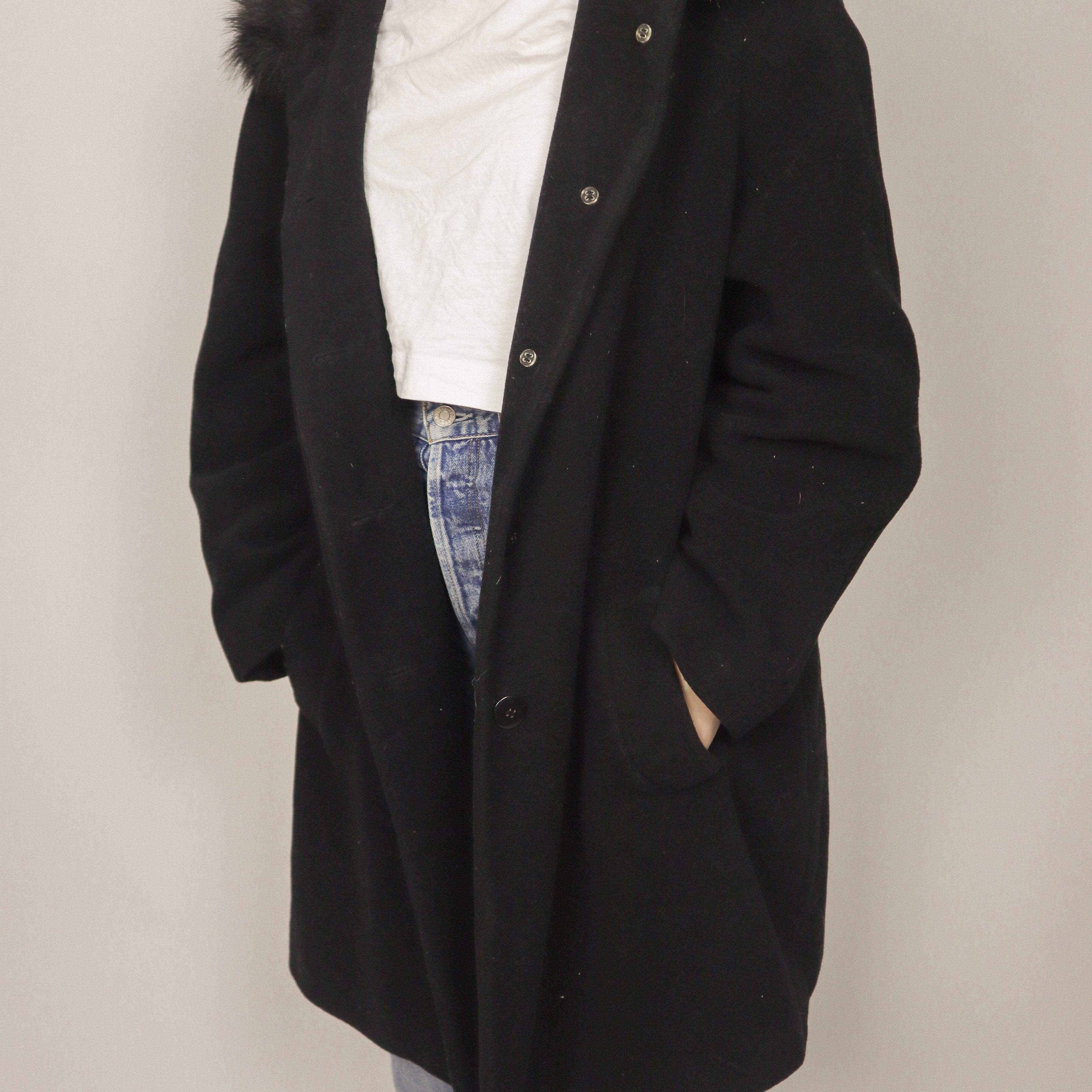 Vintage x Wool Faux Fur Collar Coat (M/L)