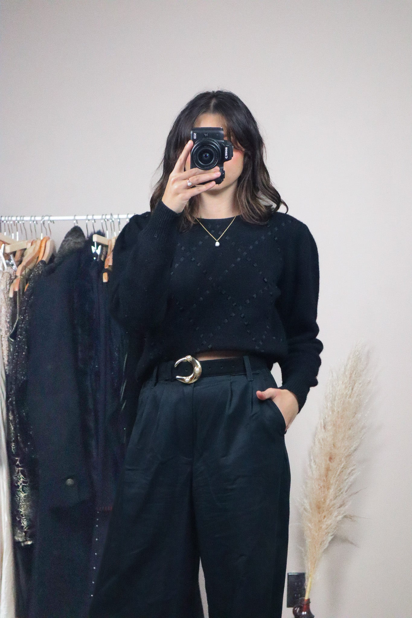 Vintage x Angora & Wool Ribbon Sweater (S)