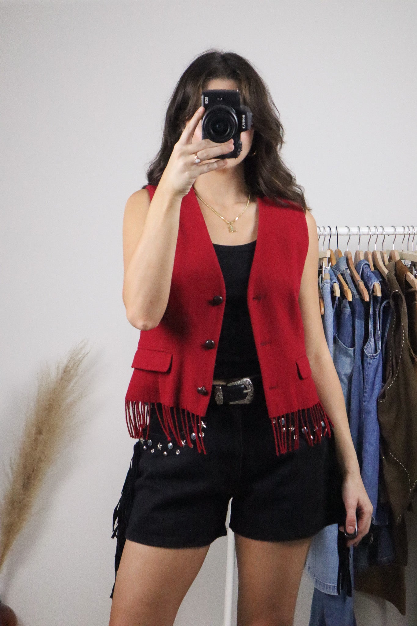 Made in Canada x Vintage x Wool/Cashmere Fringe Vest (S)