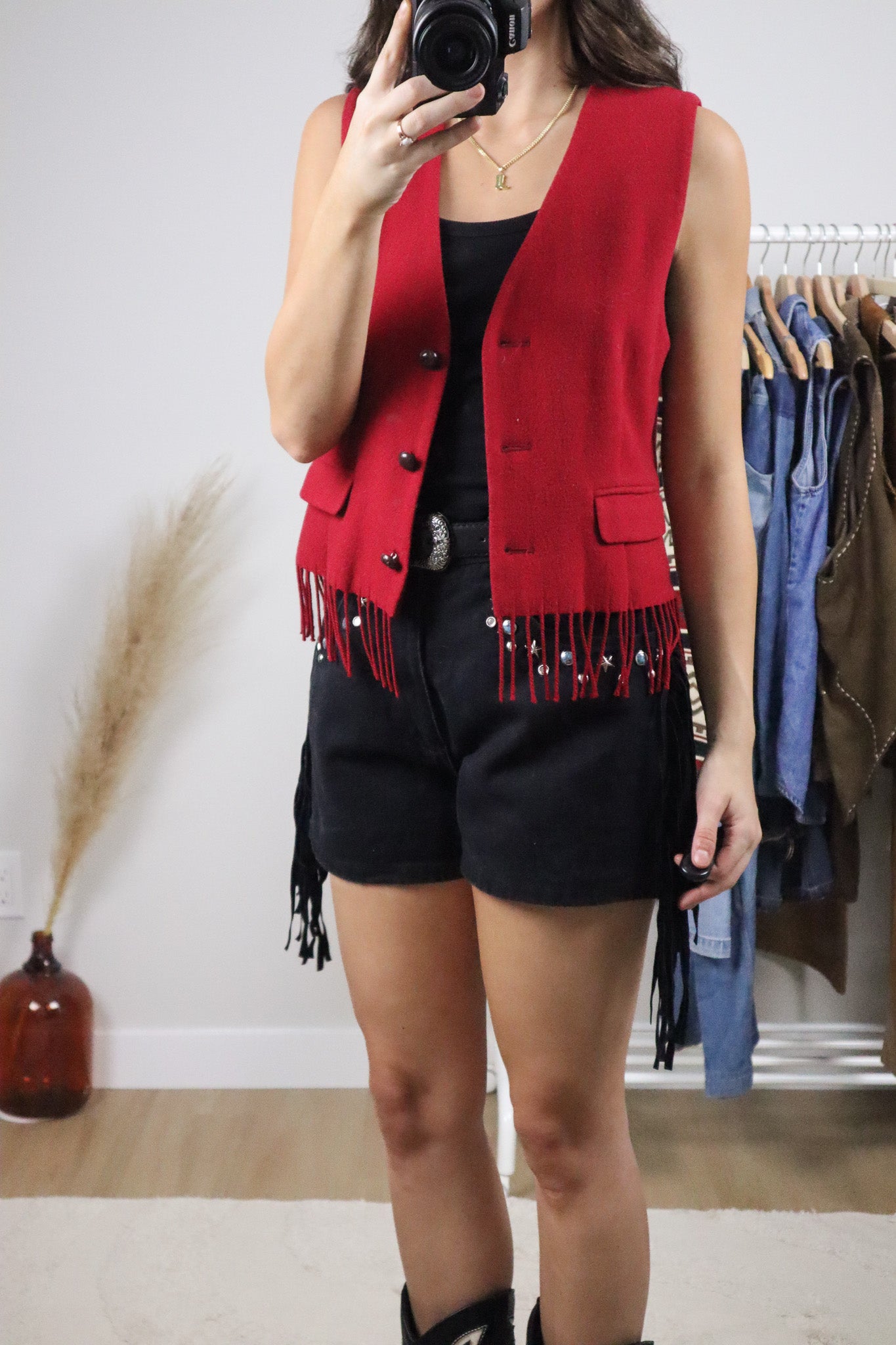 Made in Canada x Vintage x Wool/Cashmere Fringe Vest (S)