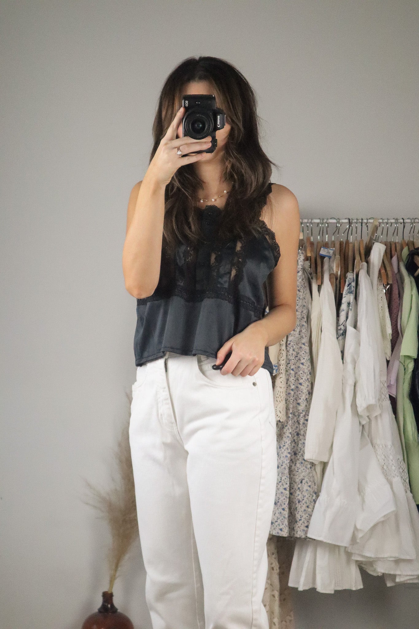 Vintage x Cropped Lace Tank Top (M)