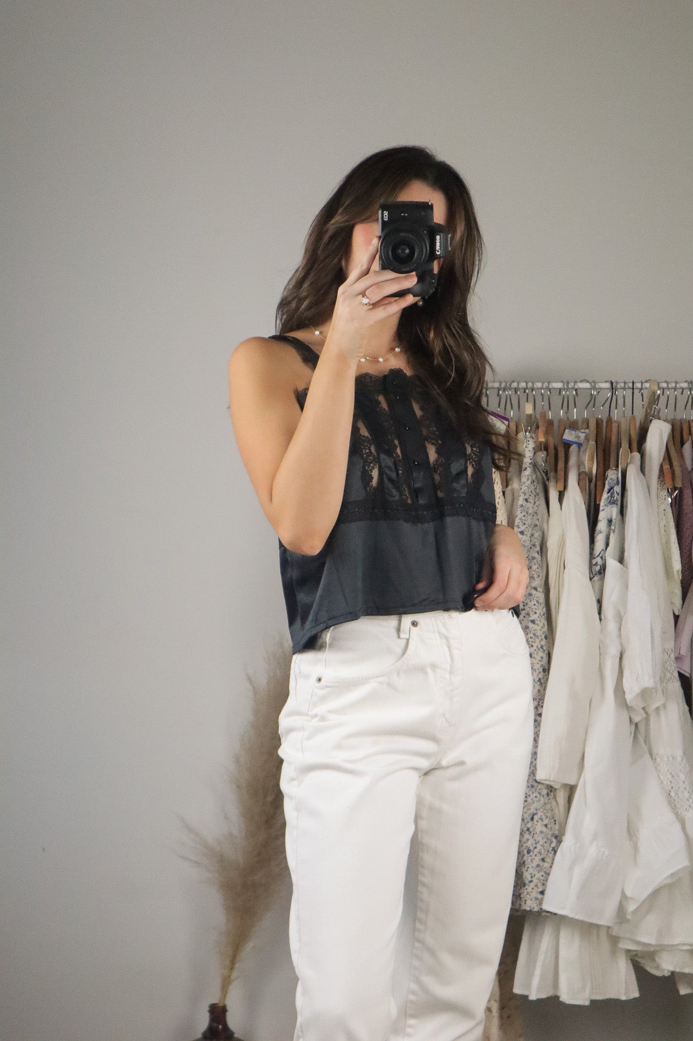 Vintage x Cropped Lace Tank Top (M)