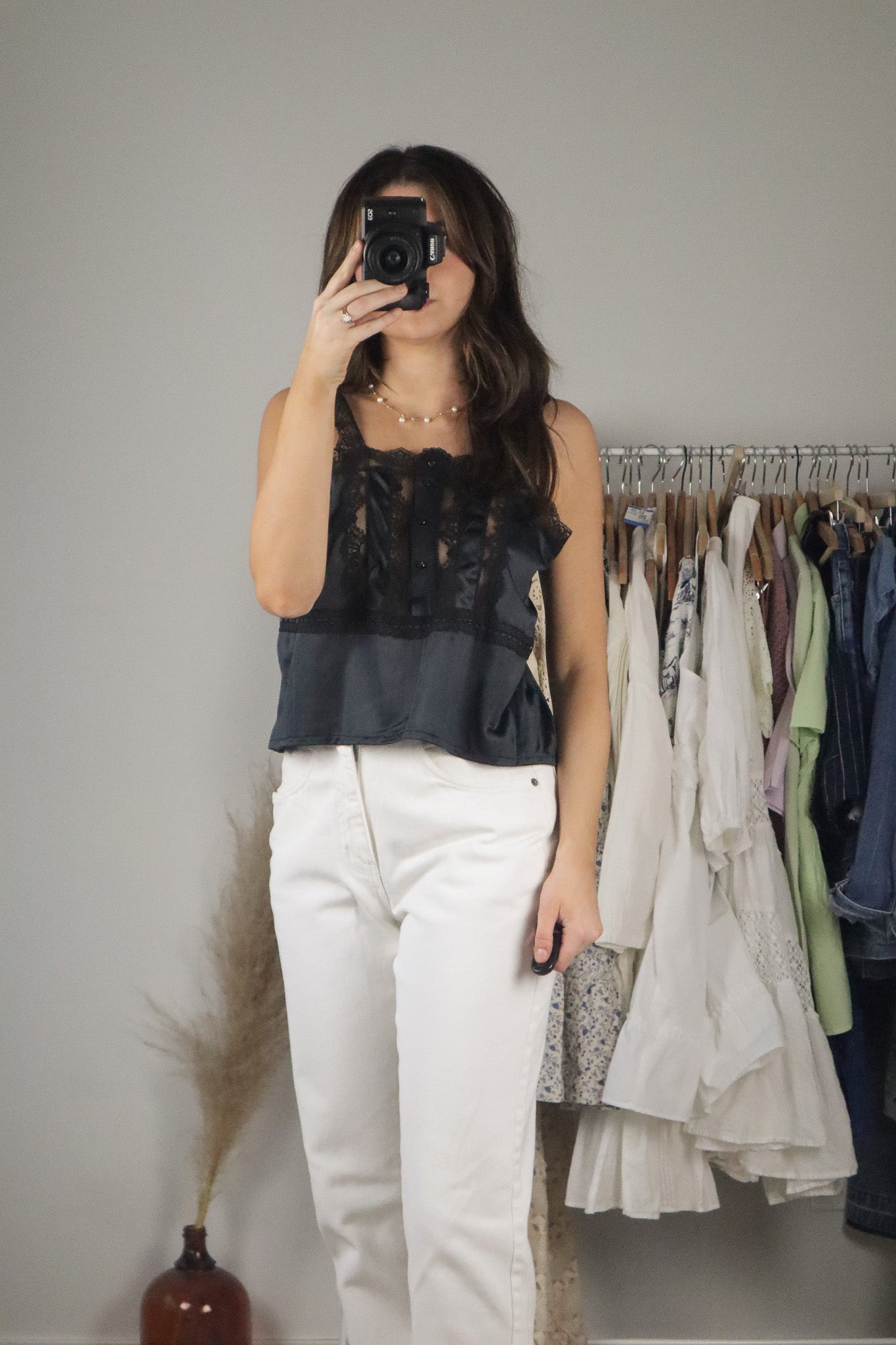 Vintage x Cropped Lace Tank Top (M)