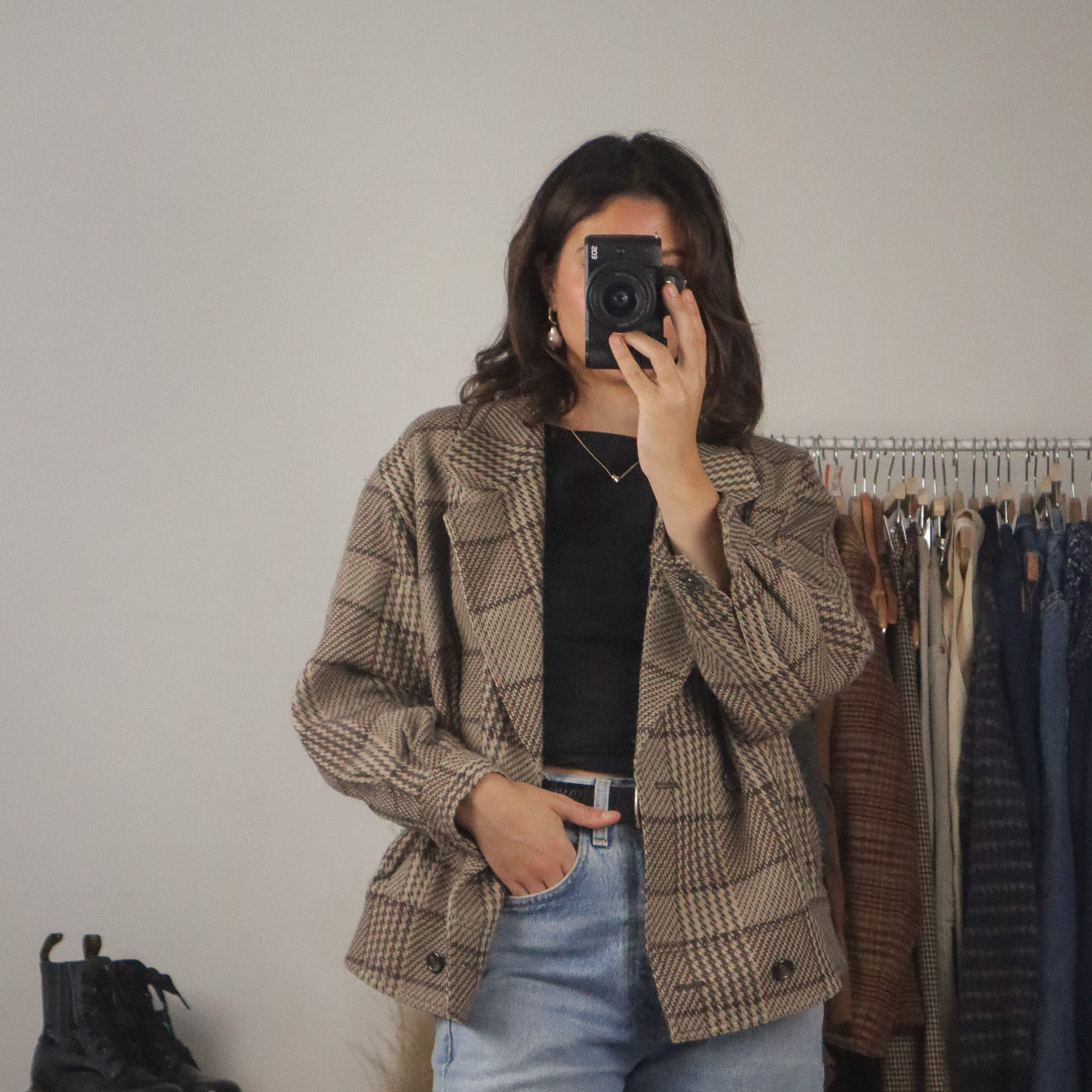 Vintage x Plaid Bomber Coat (M)