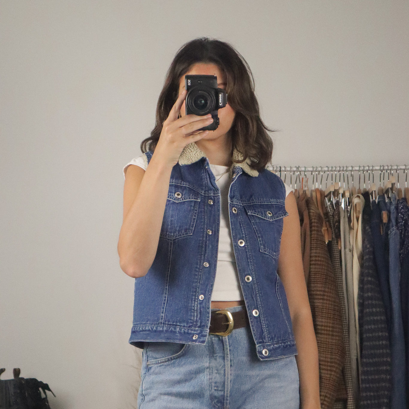 Vintage x Sherpa Lined Denim Vest (S)