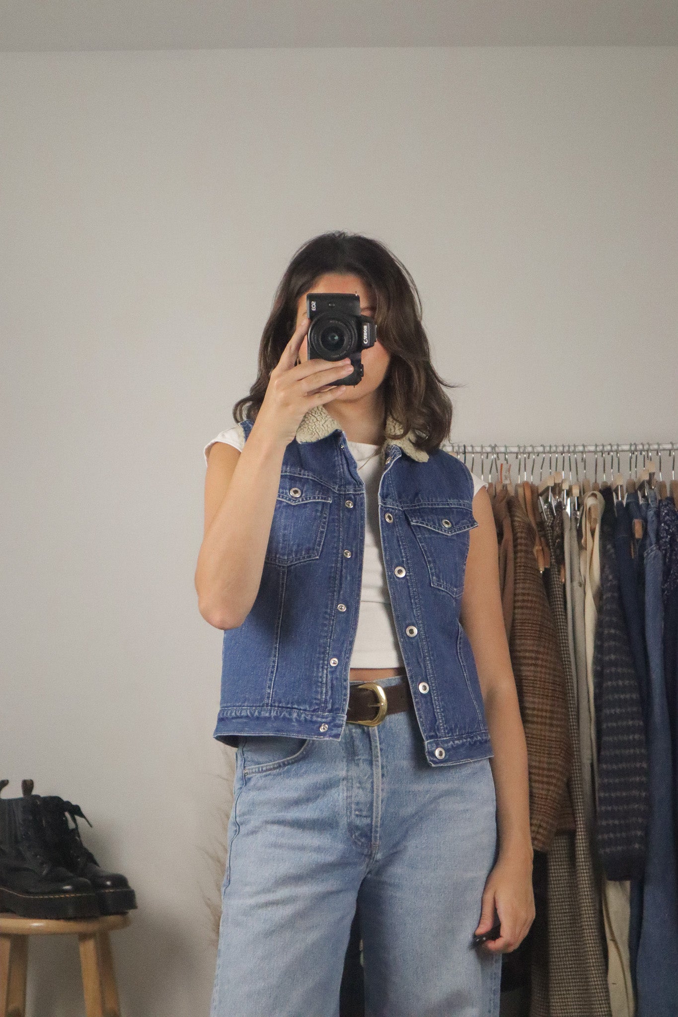 Vintage x Sherpa Lined Denim Vest (S)