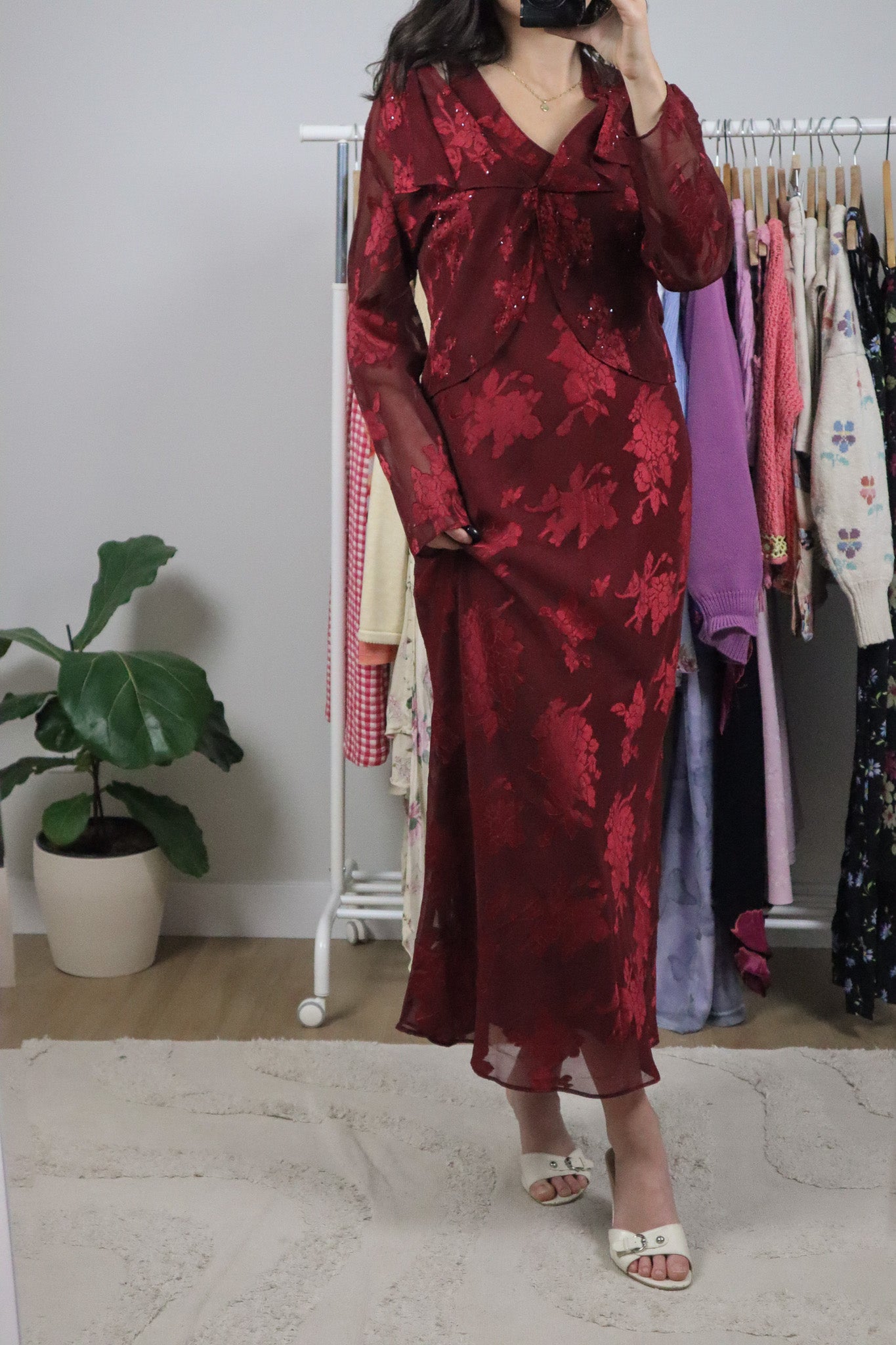 Vintage x Floral Mesh Two-Piece Maxi Dress/Cardi (8)