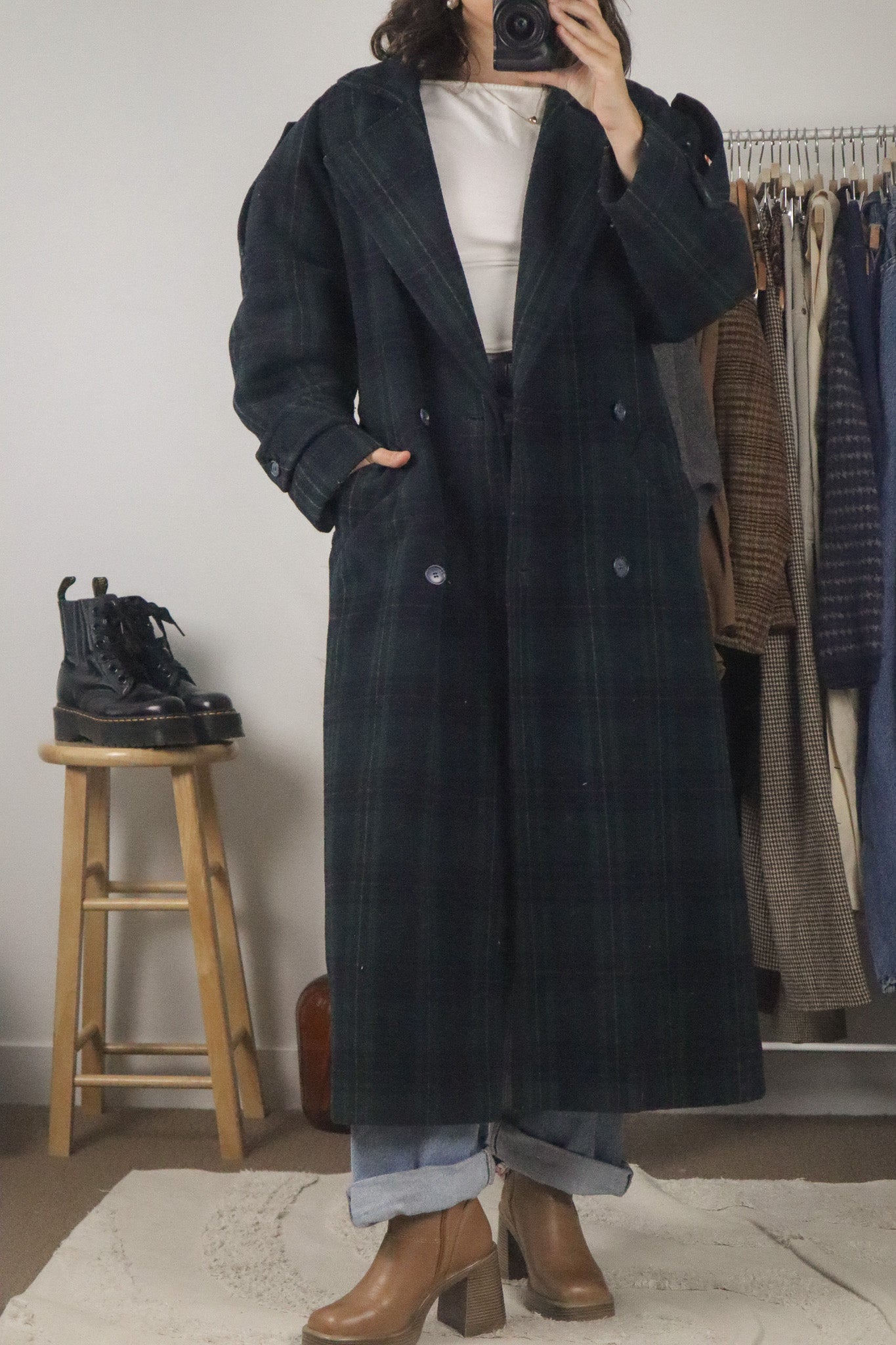 Vintage x Cashmere & Wool Plaid Coat (4/6)