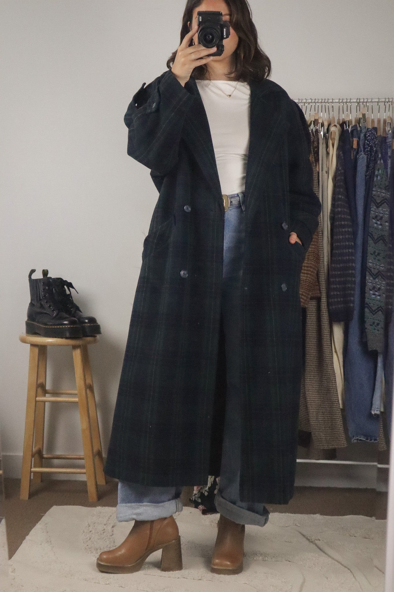 Vintage x Cashmere & Wool Plaid Coat (4/6)