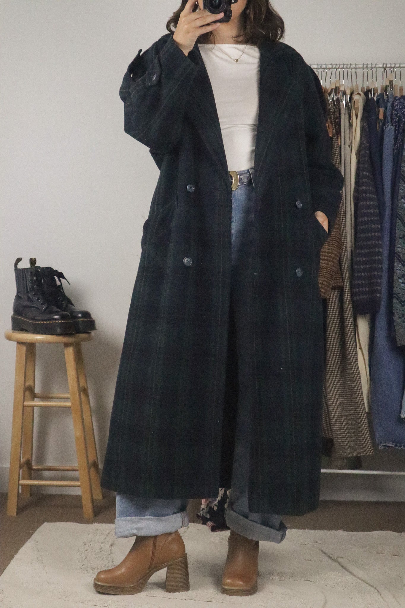 Vintage x Cashmere & Wool Plaid Coat (4/6)