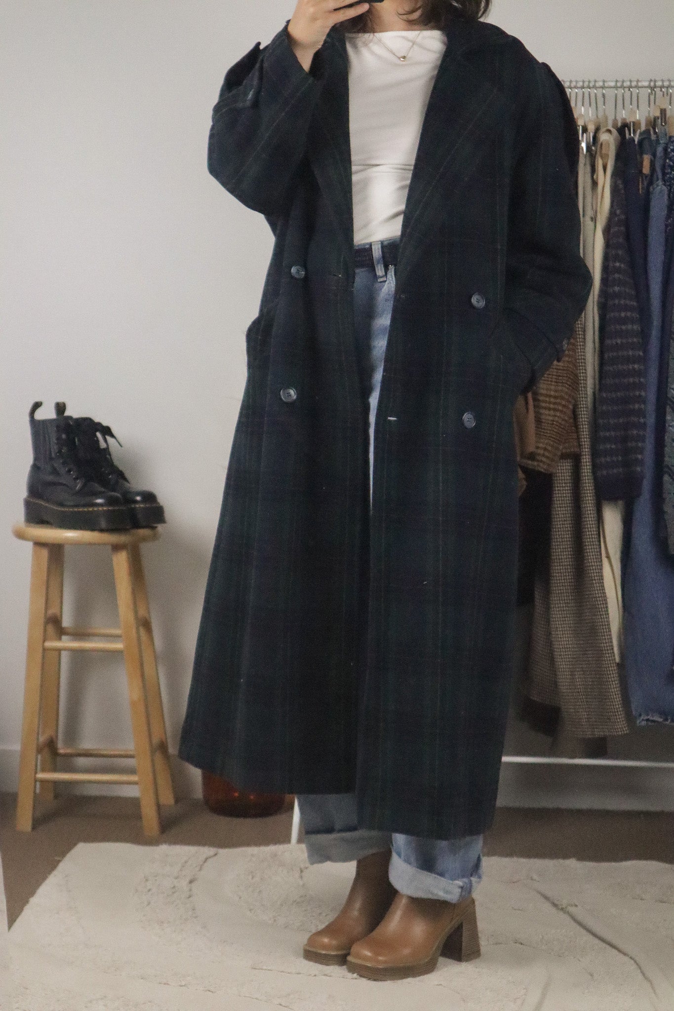 Vintage x Cashmere & Wool Plaid Coat (4/6)