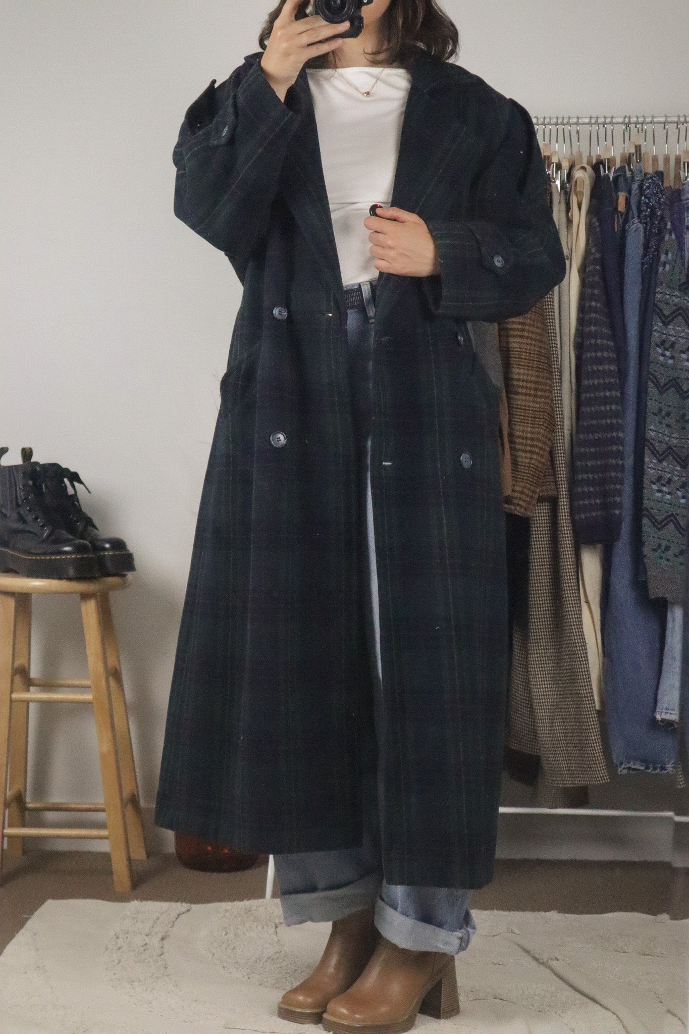 Vintage x Cashmere & Wool Plaid Coat (4/6)
