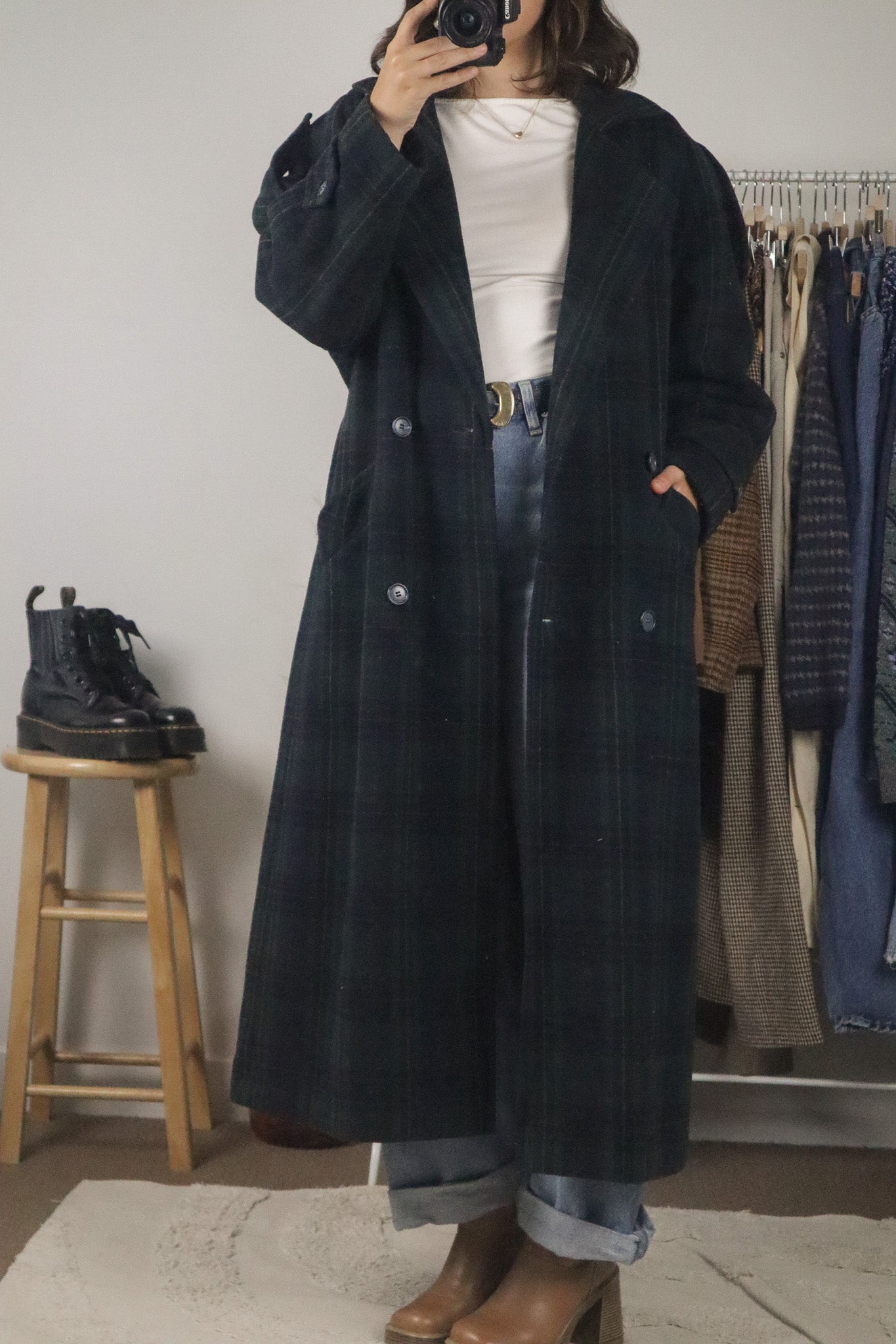 Vintage x Cashmere & Wool Plaid Coat (4/6)
