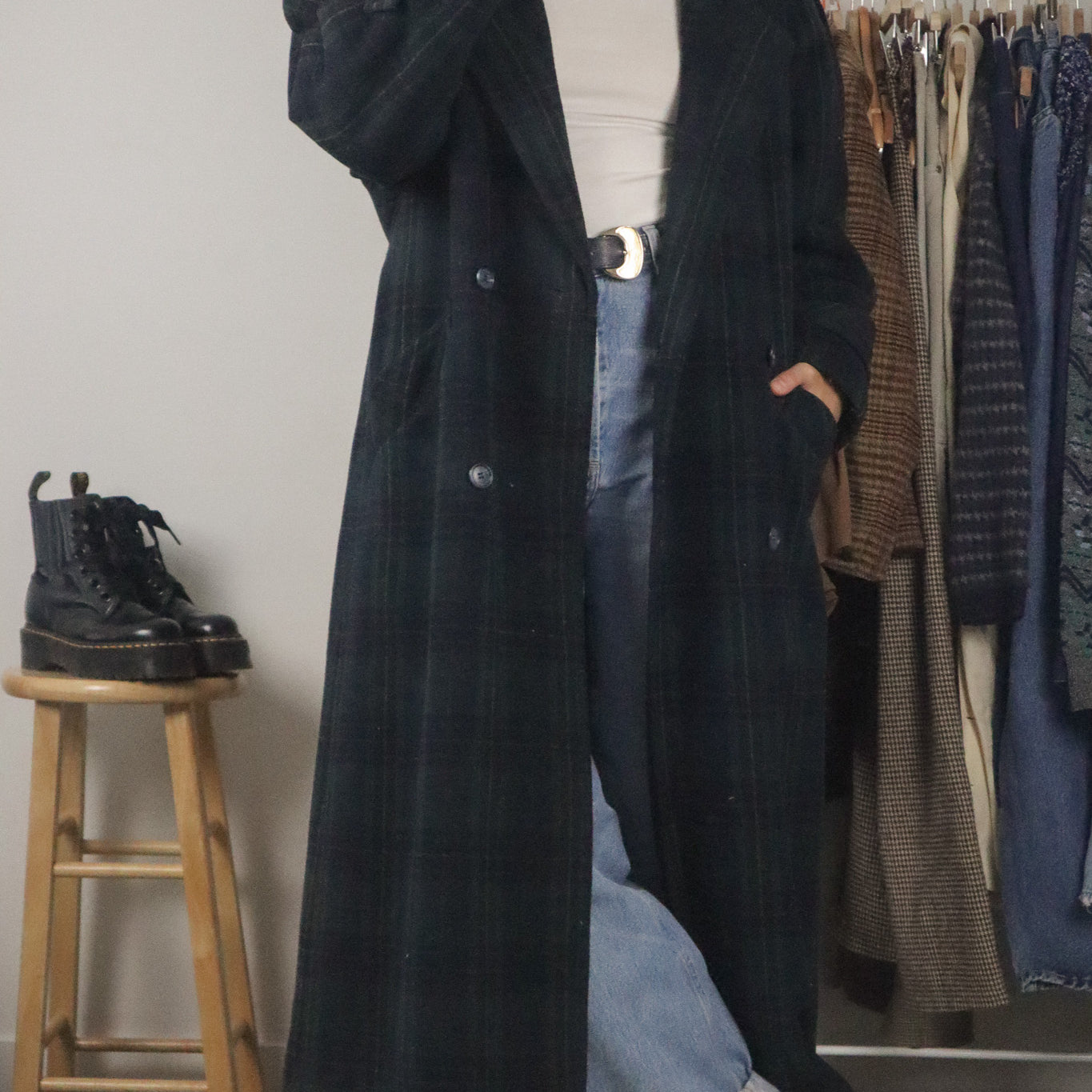 Vintage x Cashmere & Wool Plaid Coat (4/6)