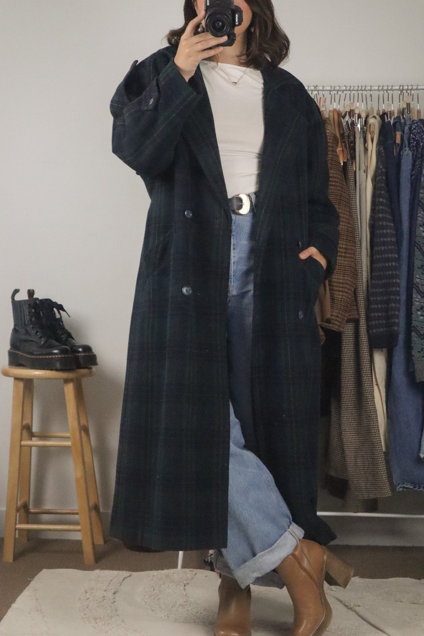 Vintage x Cashmere & Wool Plaid Coat (4/6)