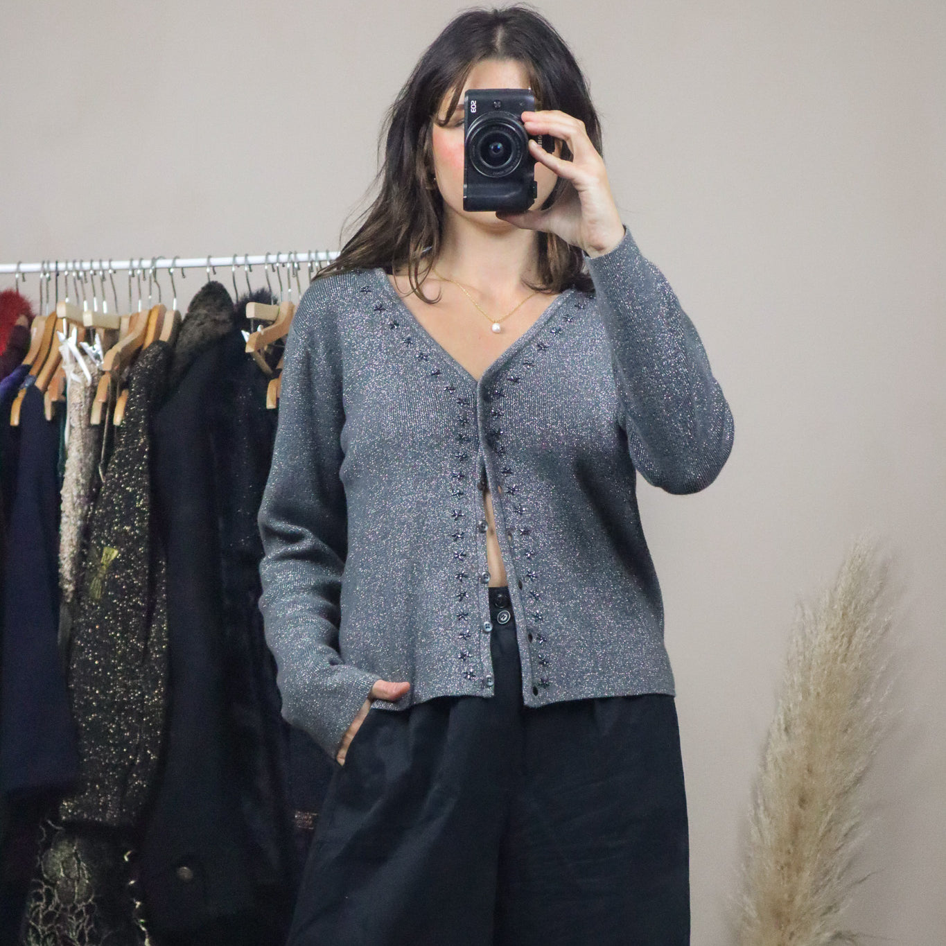 Vintage x Beaded Shimmer Cardigan (4-8)