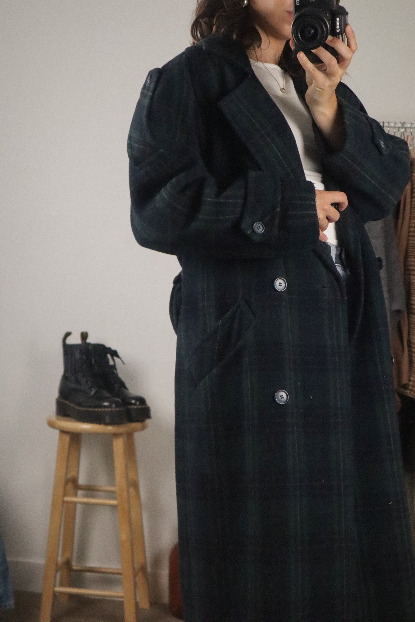 Vintage x Cashmere & Wool Plaid Coat (4/6)