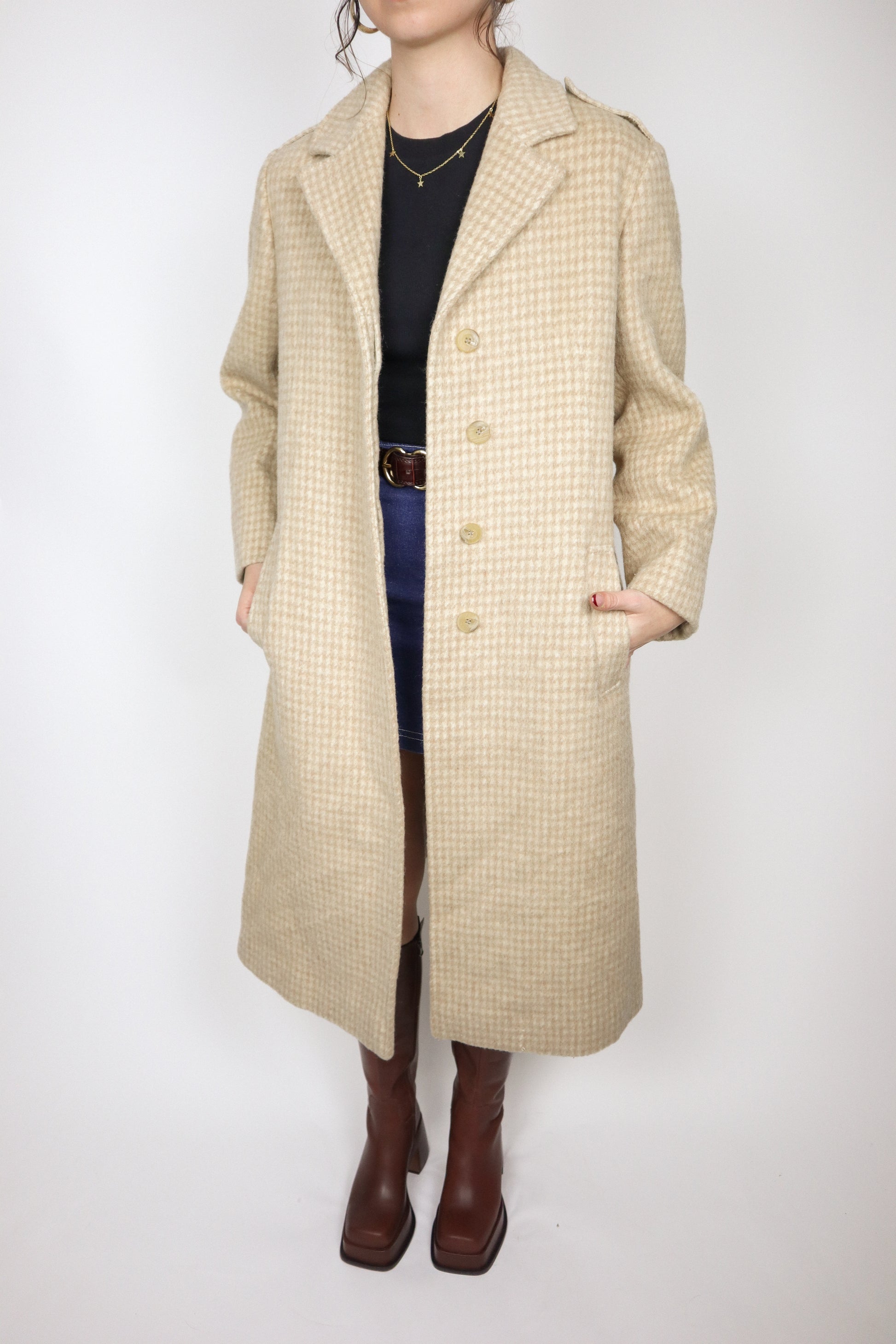 Vintage x Made in Paris x Wool Houndstooth Coat (S)