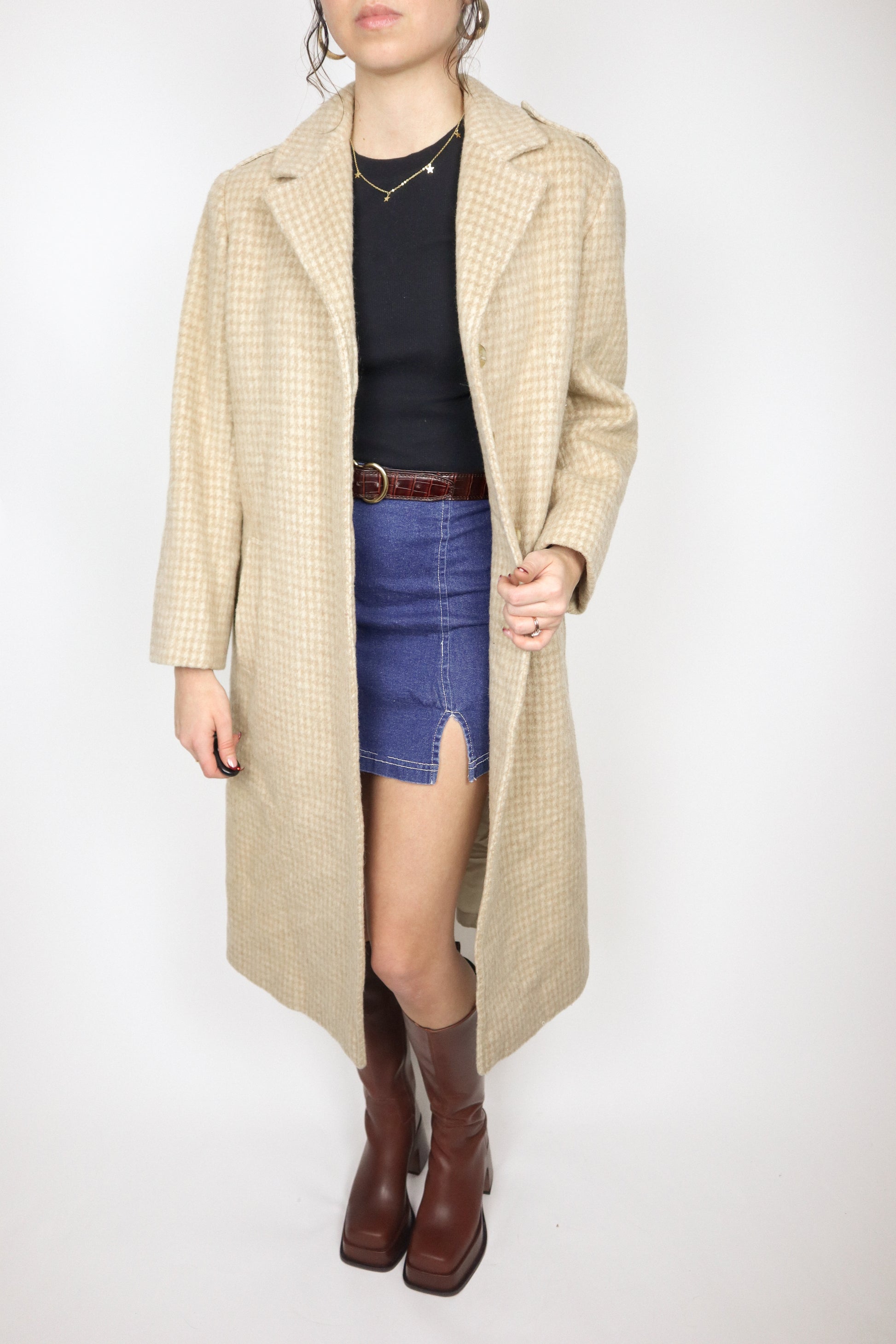 Vintage x Made in Paris x Wool Houndstooth Coat (S)