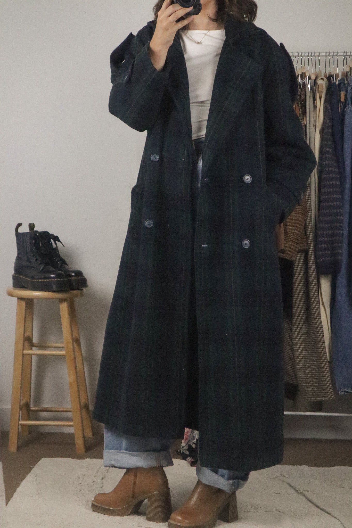 Vintage x Cashmere & Wool Plaid Coat (4/6)