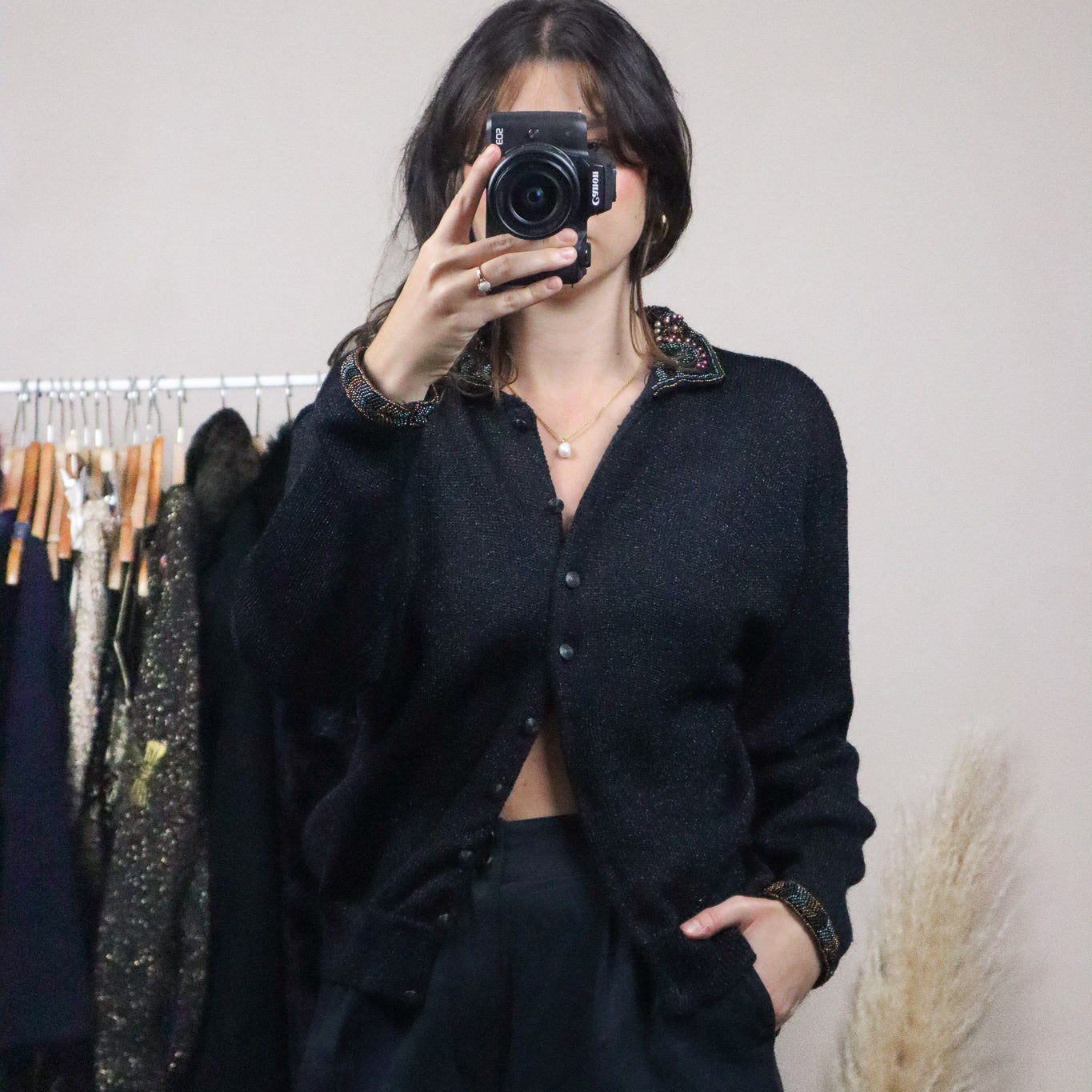 Vintage x Beaded Shimmer Cardigan (S/M)