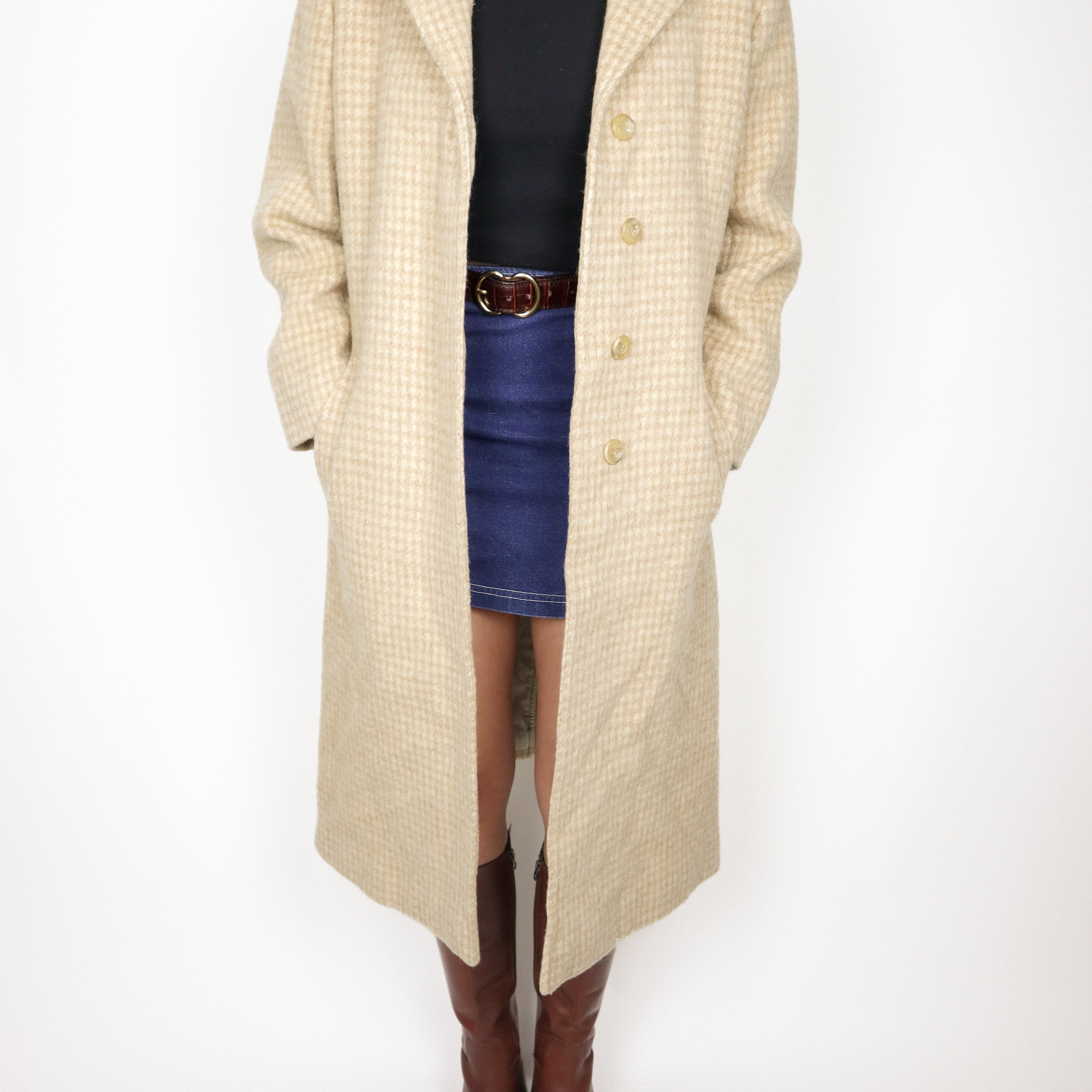 Vintage x Made in Paris x Wool Houndstooth Coat (S)