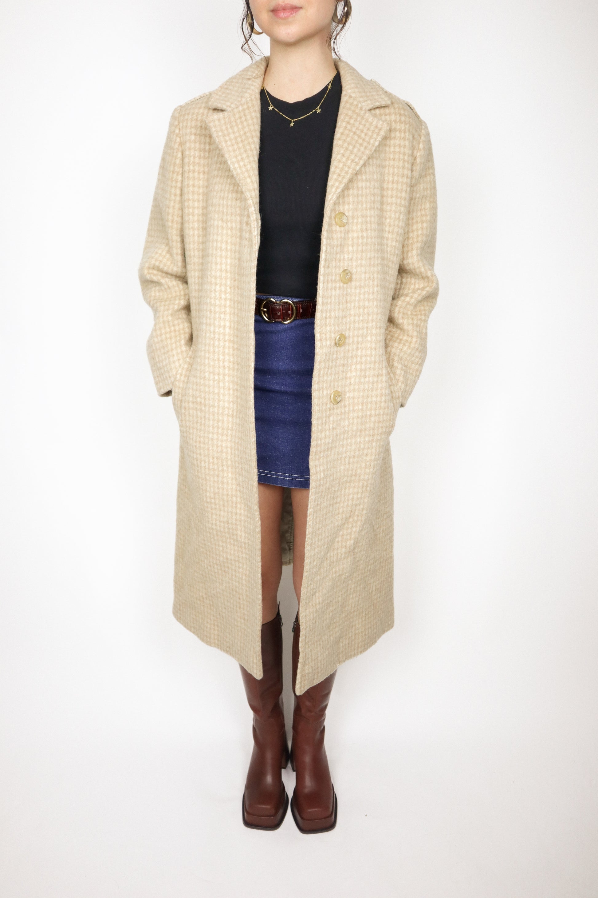 Vintage x Made in Paris x Wool Houndstooth Coat (S)