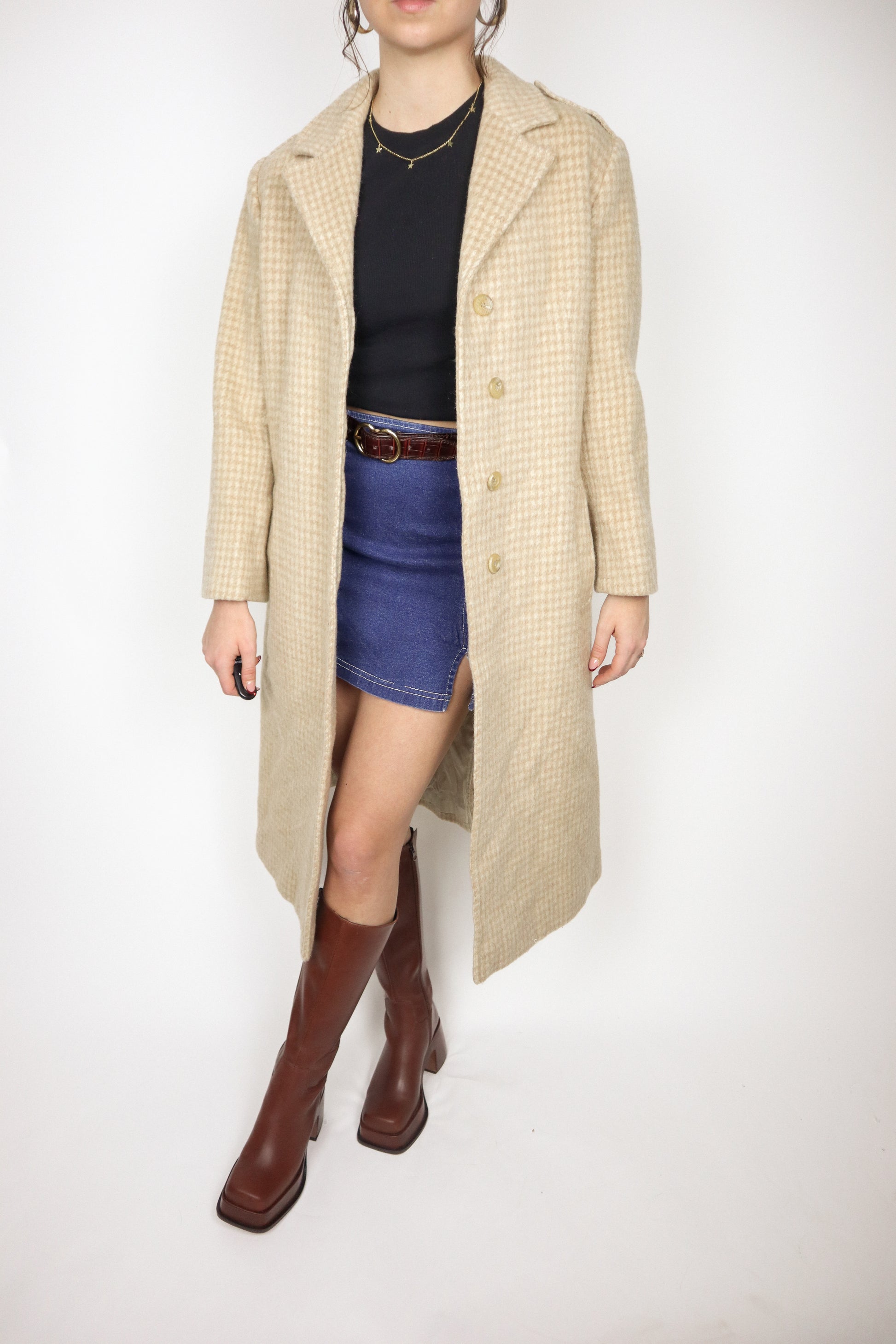 Vintage x Made in Paris x Wool Houndstooth Coat (S)