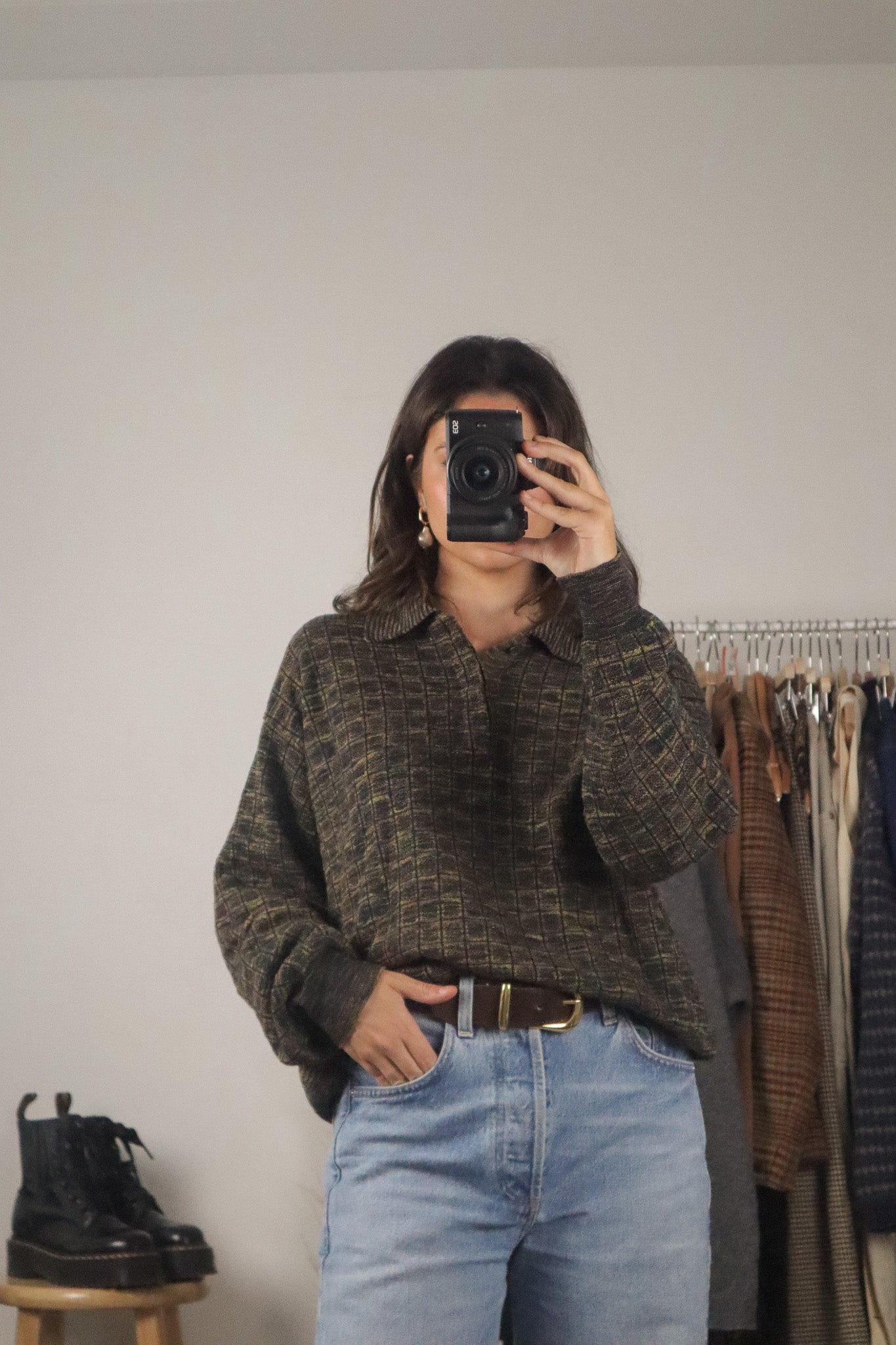 Made in Italy x Vintage x Wool Blend Collared Knit (L)