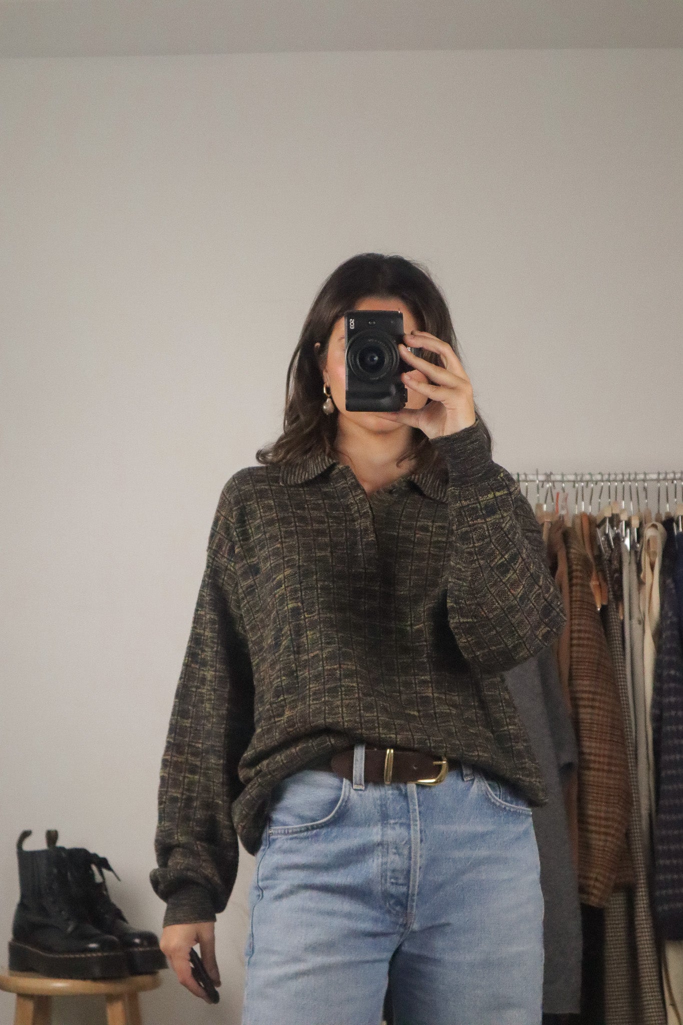 Made in Italy x Vintage x Wool Blend Collared Knit (L)