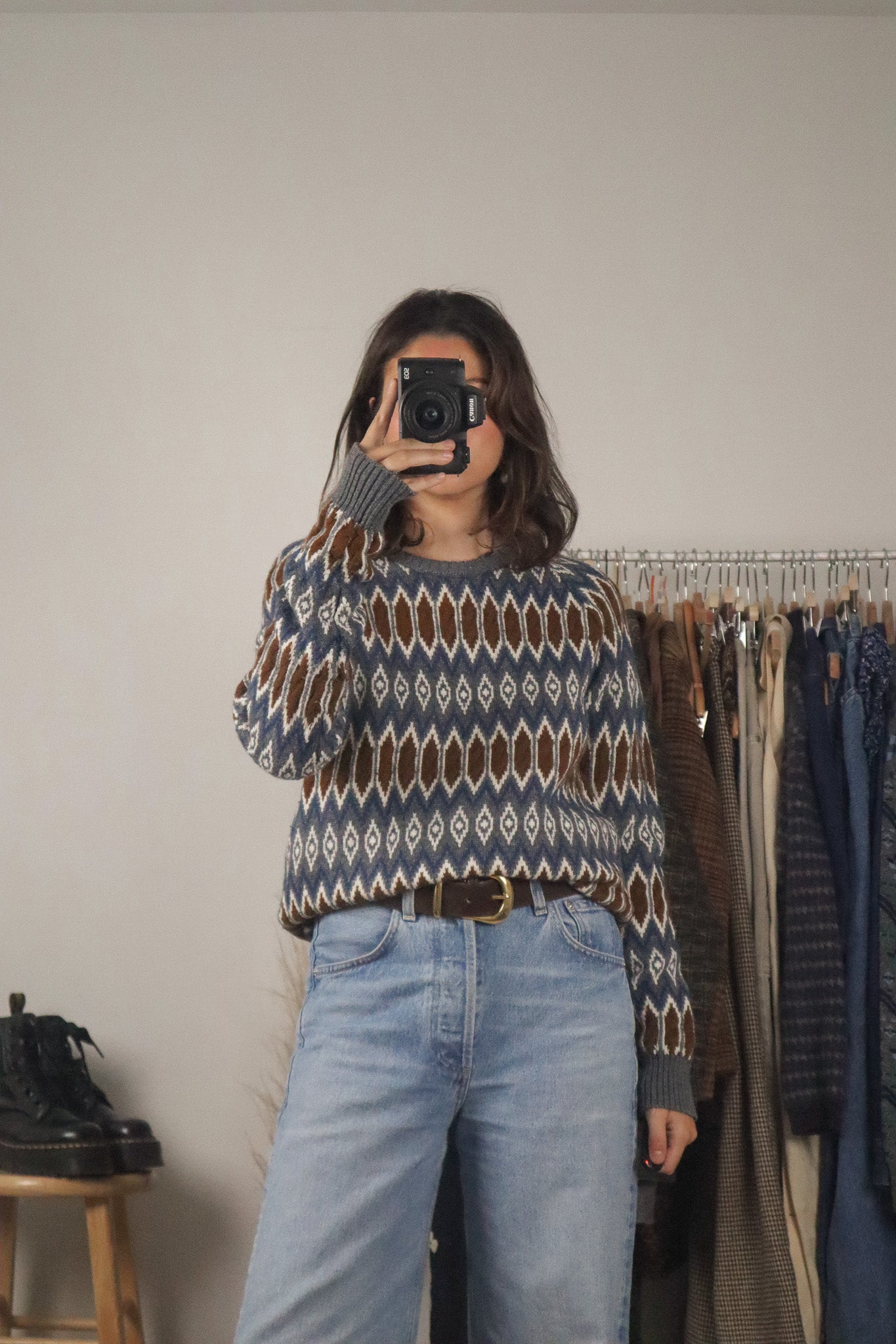 Vintage x Wool Blend Patterned Knit (S/M)