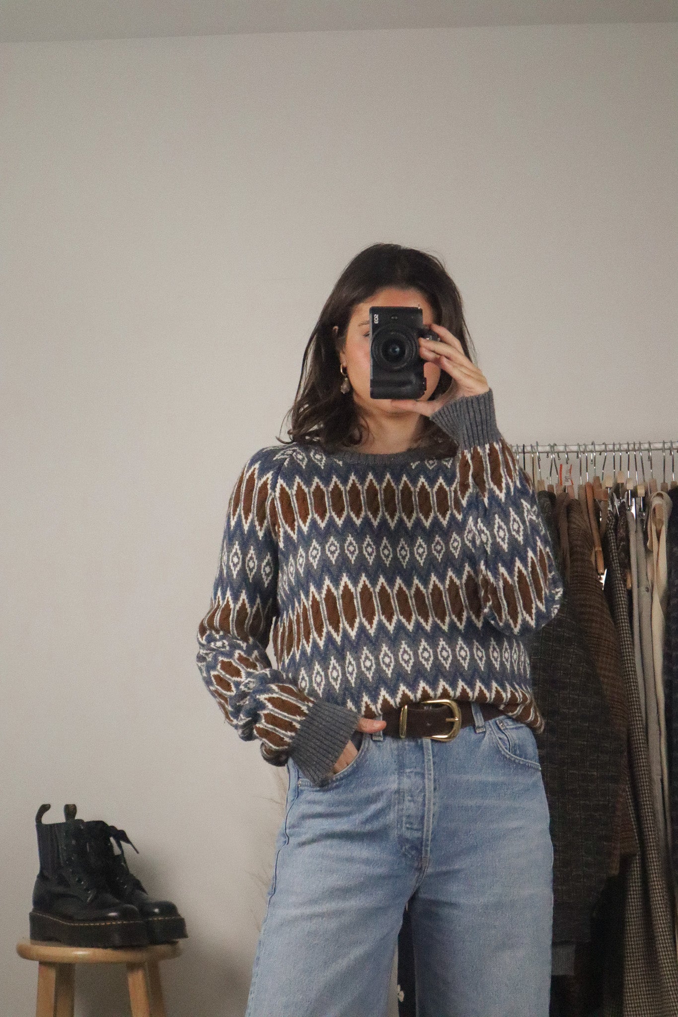 Vintage x Wool Blend Patterned Knit (S/M)