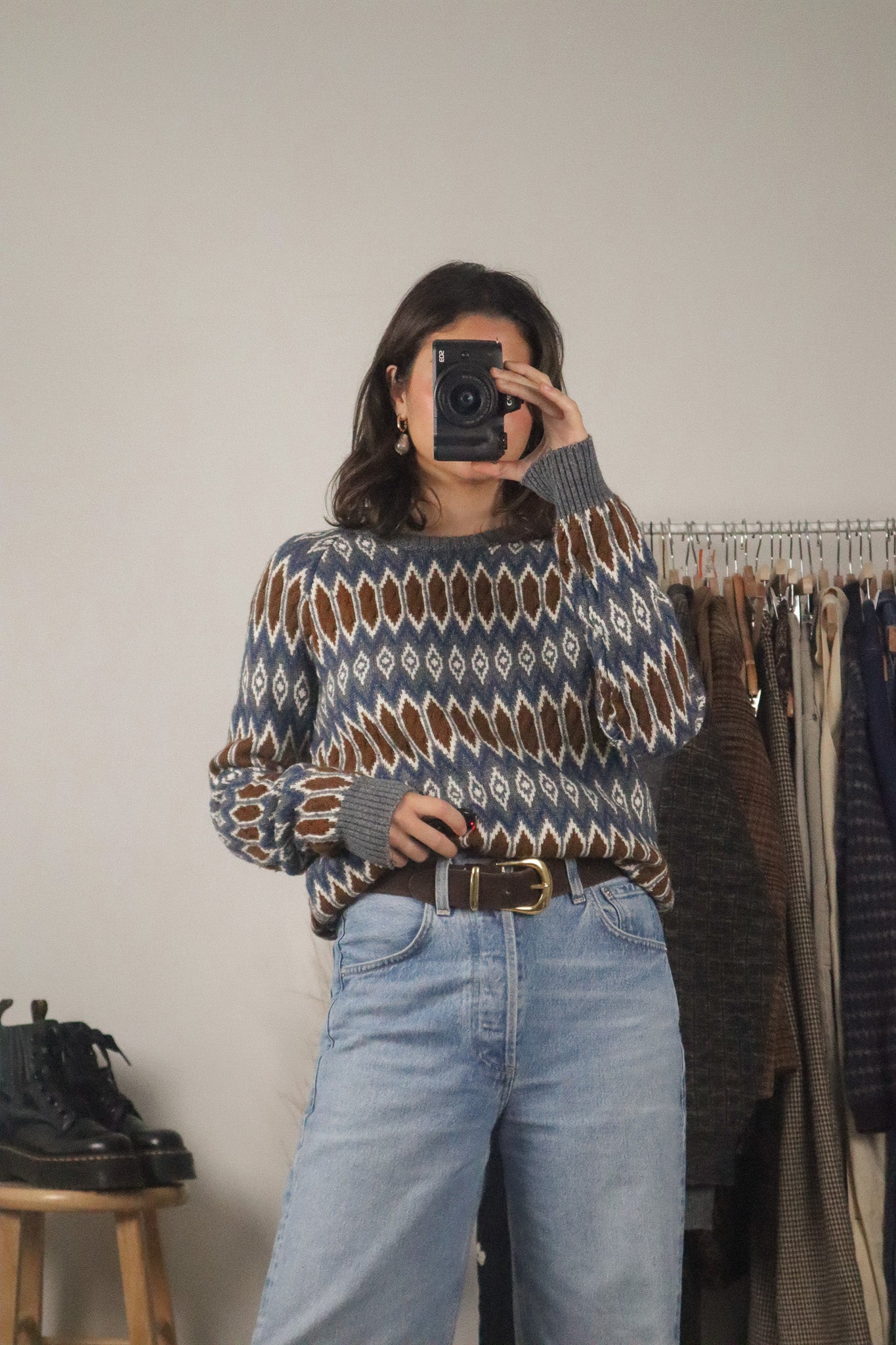 Vintage x Wool Blend Patterned Knit (S/M)