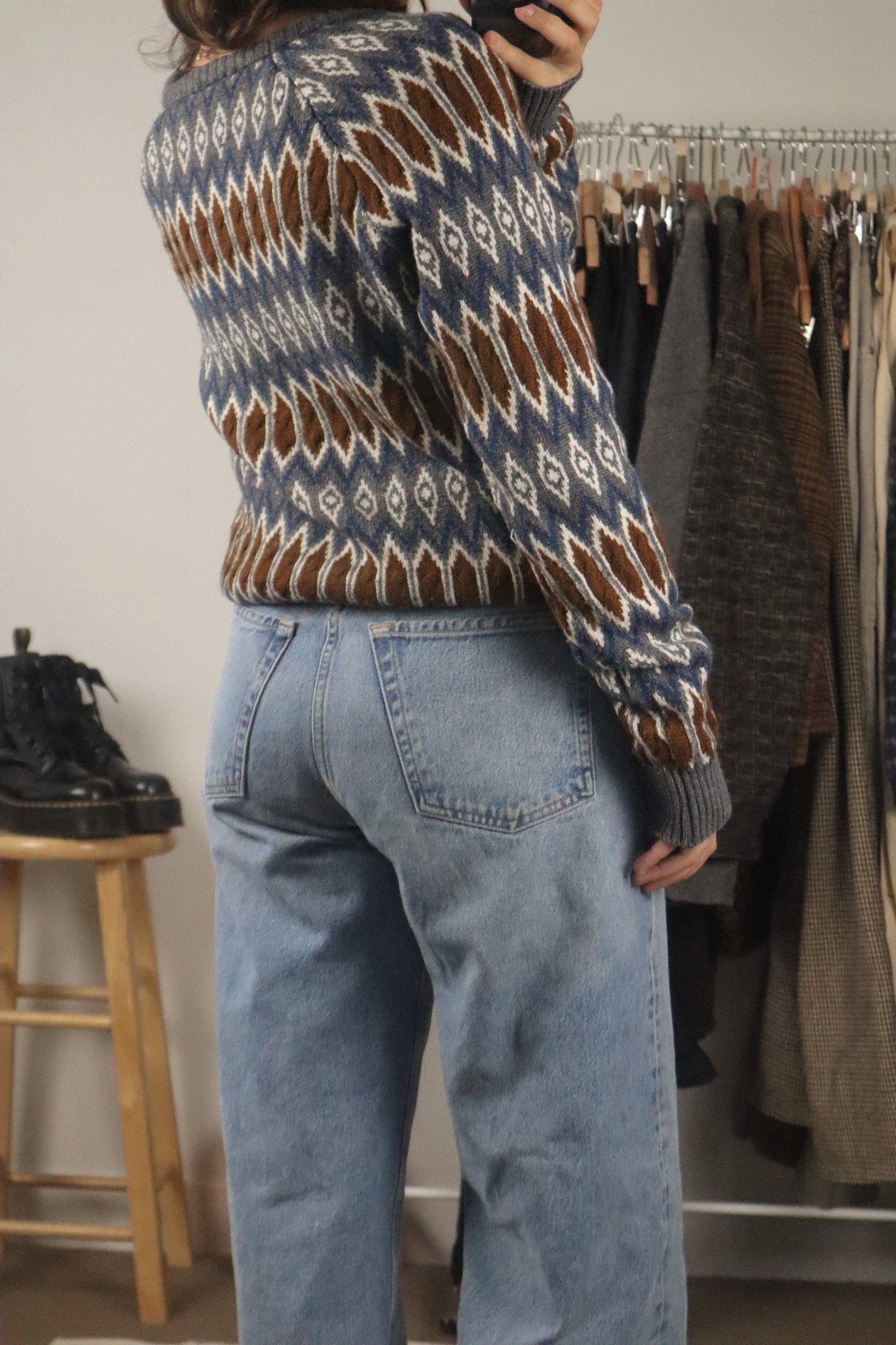 Vintage x Wool Blend Patterned Knit (S/M)