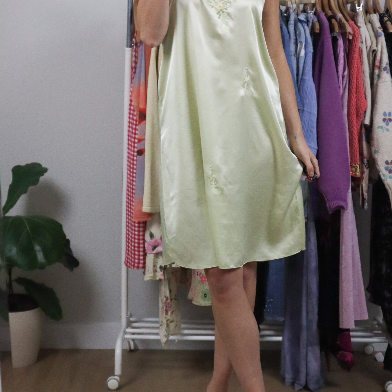 Vintage x Embroidered Slip Dress (L)