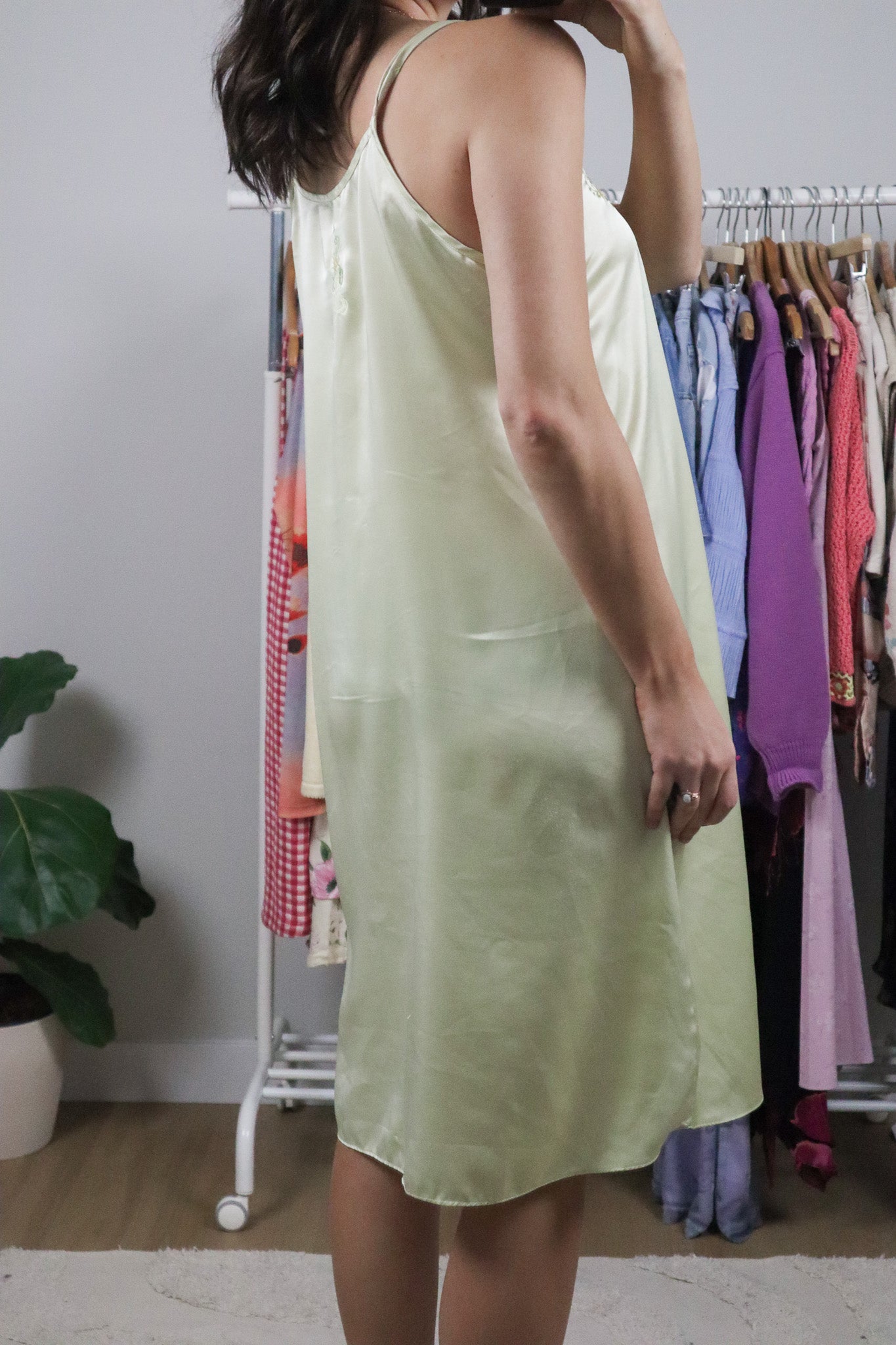 Vintage x Embroidered Slip Dress (L)