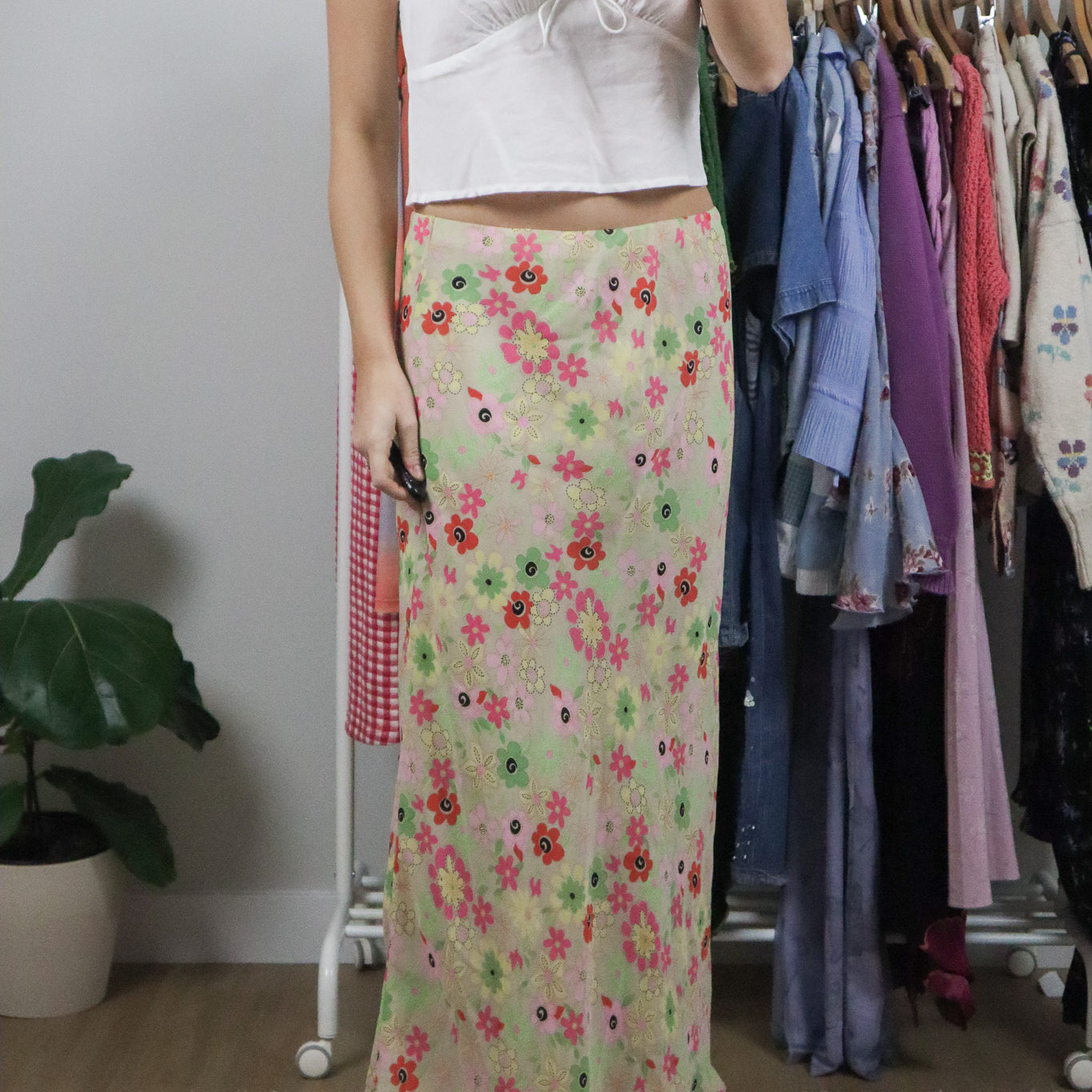 Made in Canada x Vintage x Flower Maxi Skirt (10/12)