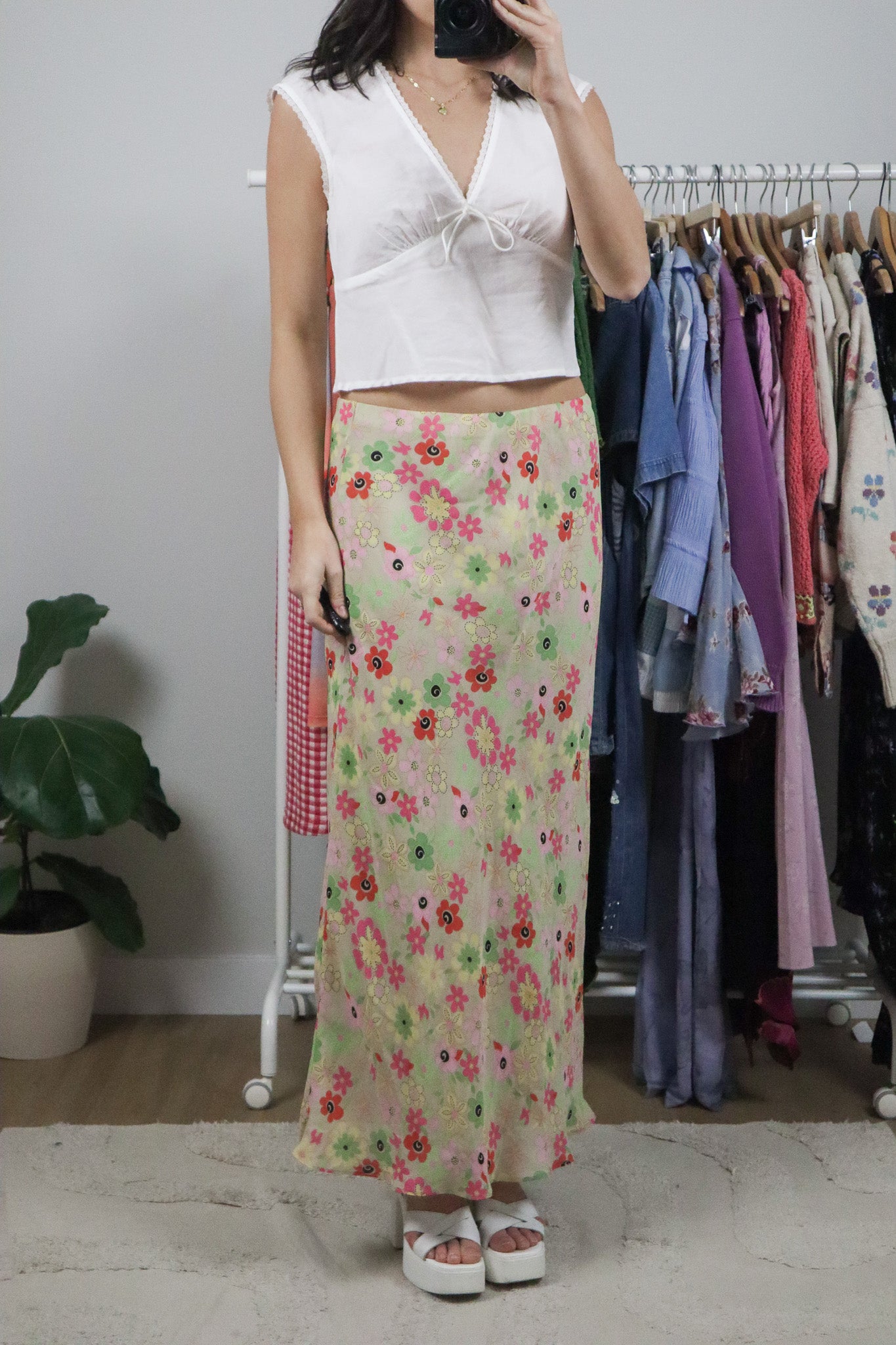Made in Canada x Vintage x Flower Maxi Skirt (10/12)