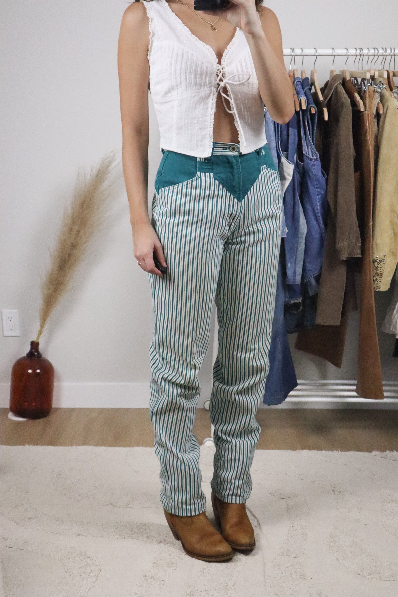 Vintage x Striped Western Jeans (XS)