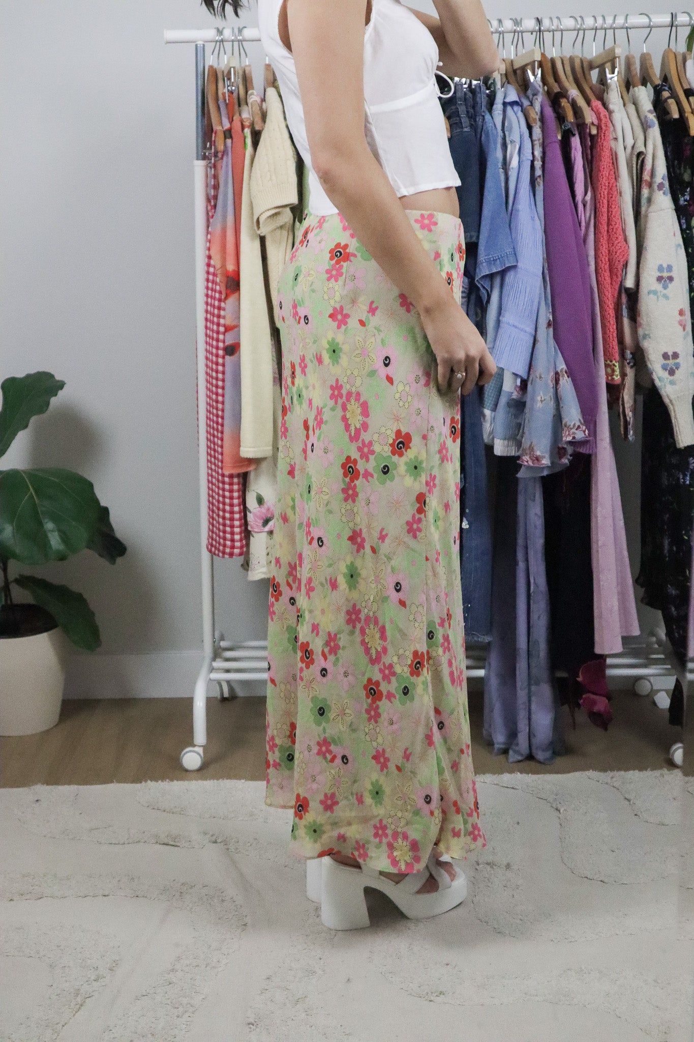 Made in Canada x Vintage x Flower Maxi Skirt (10/12)