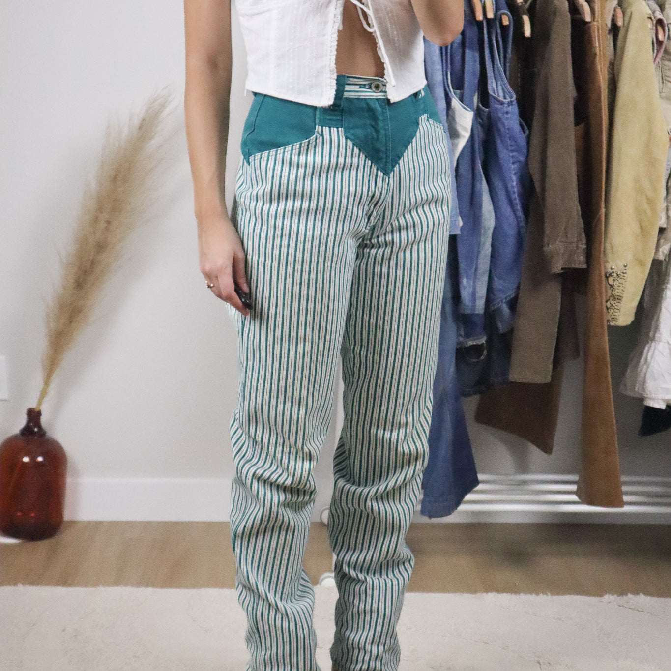 Vintage x Striped Western Jeans (XS)