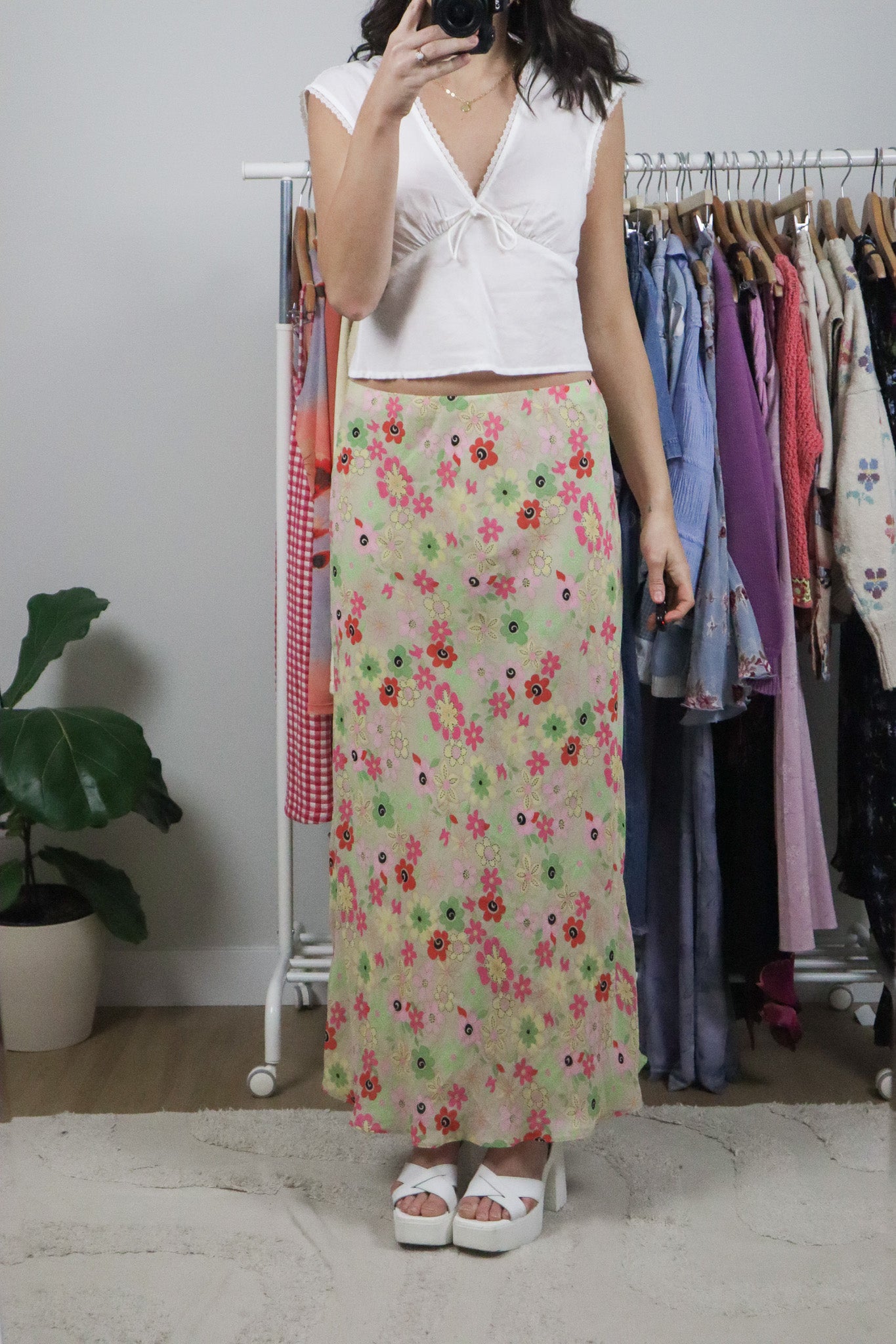 Made in Canada x Vintage x Flower Maxi Skirt (10/12)