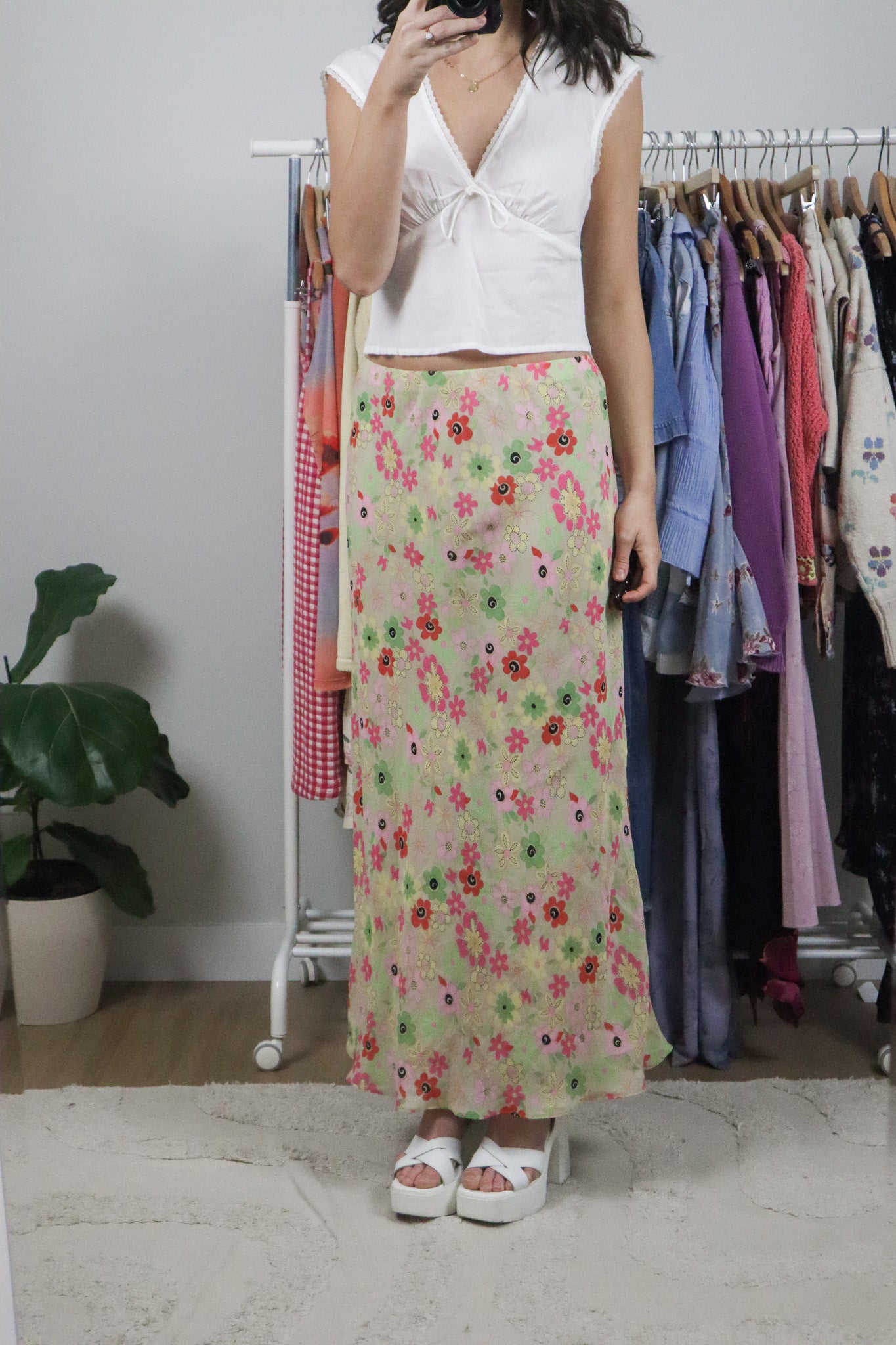 Made in Canada x Vintage x Flower Maxi Skirt (10/12)